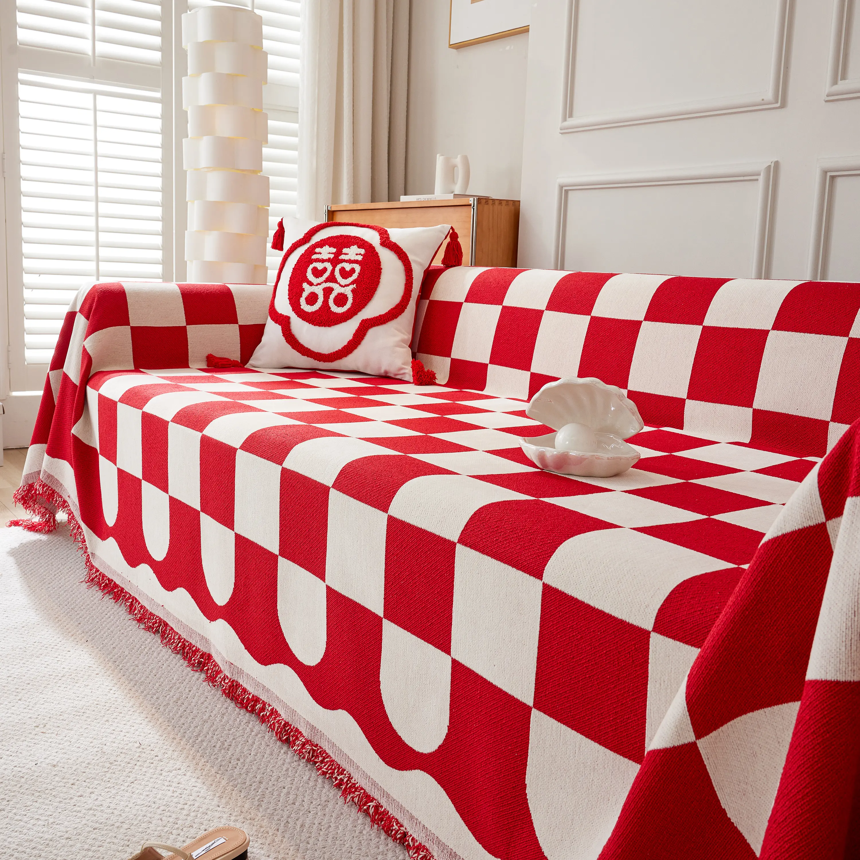 Chenille Plaid Couch Covers for Couches, Sectional Couch Covers, Stylish Sofa Throw Blanket - Image 19