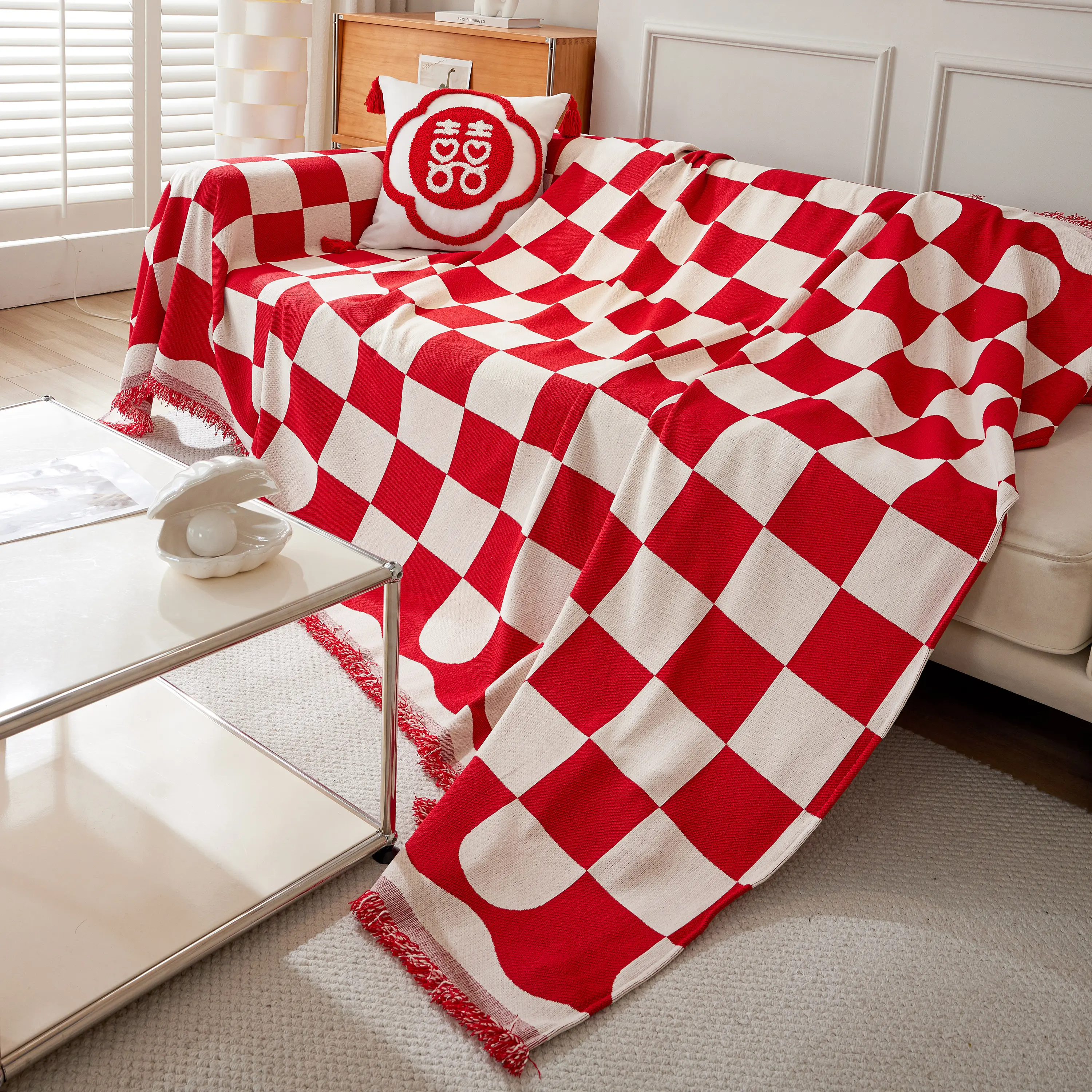 Chenille Plaid Couch Covers for Couches, Sectional Couch Covers, Stylish Sofa Throw Blanket - Image 26