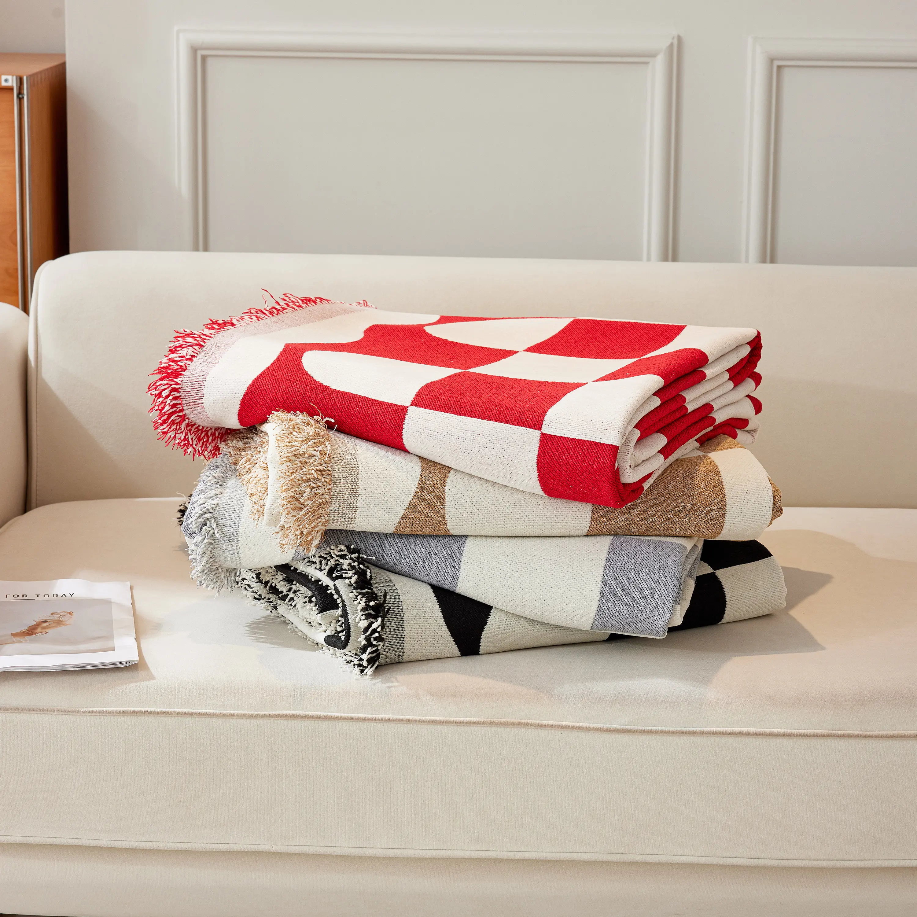Chenille Plaid Couch Covers for Couches, Sectional Couch Covers, Stylish Sofa Throw Blanket - Image 30