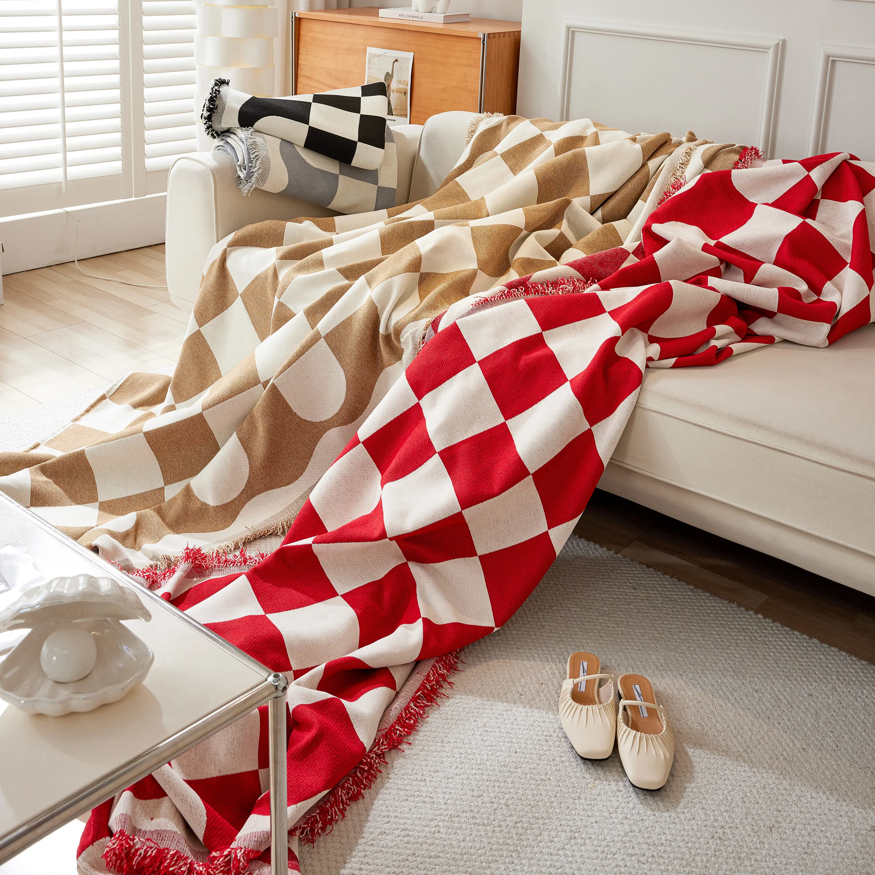 Chenille Plaid Couch Covers for Couches, Sectional Couch Covers, Stylish Sofa Throw Blanket - Image 32