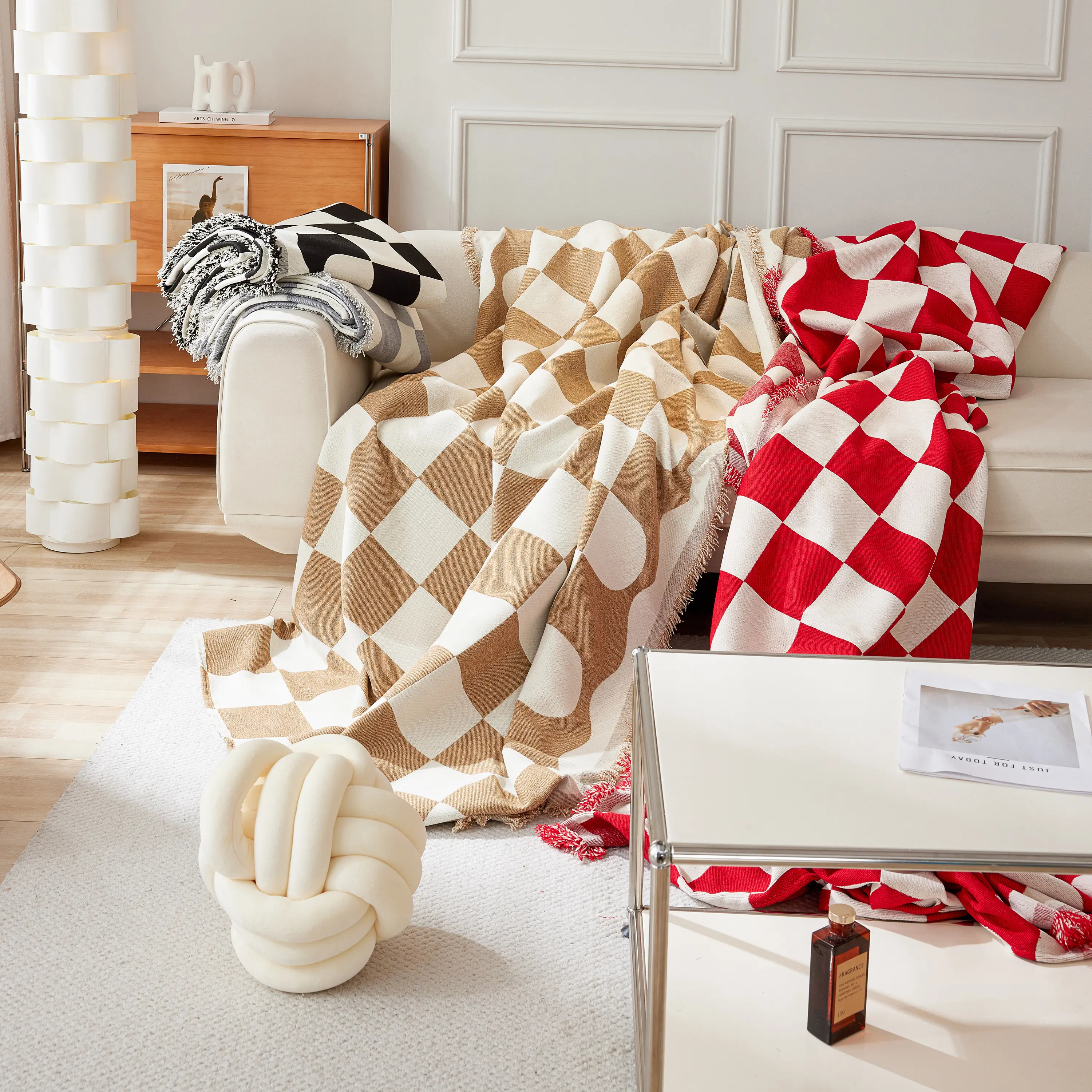 Chenille Plaid Couch Covers for Couches, Sectional Couch Covers, Stylish Sofa Throw Blanket - Image 34