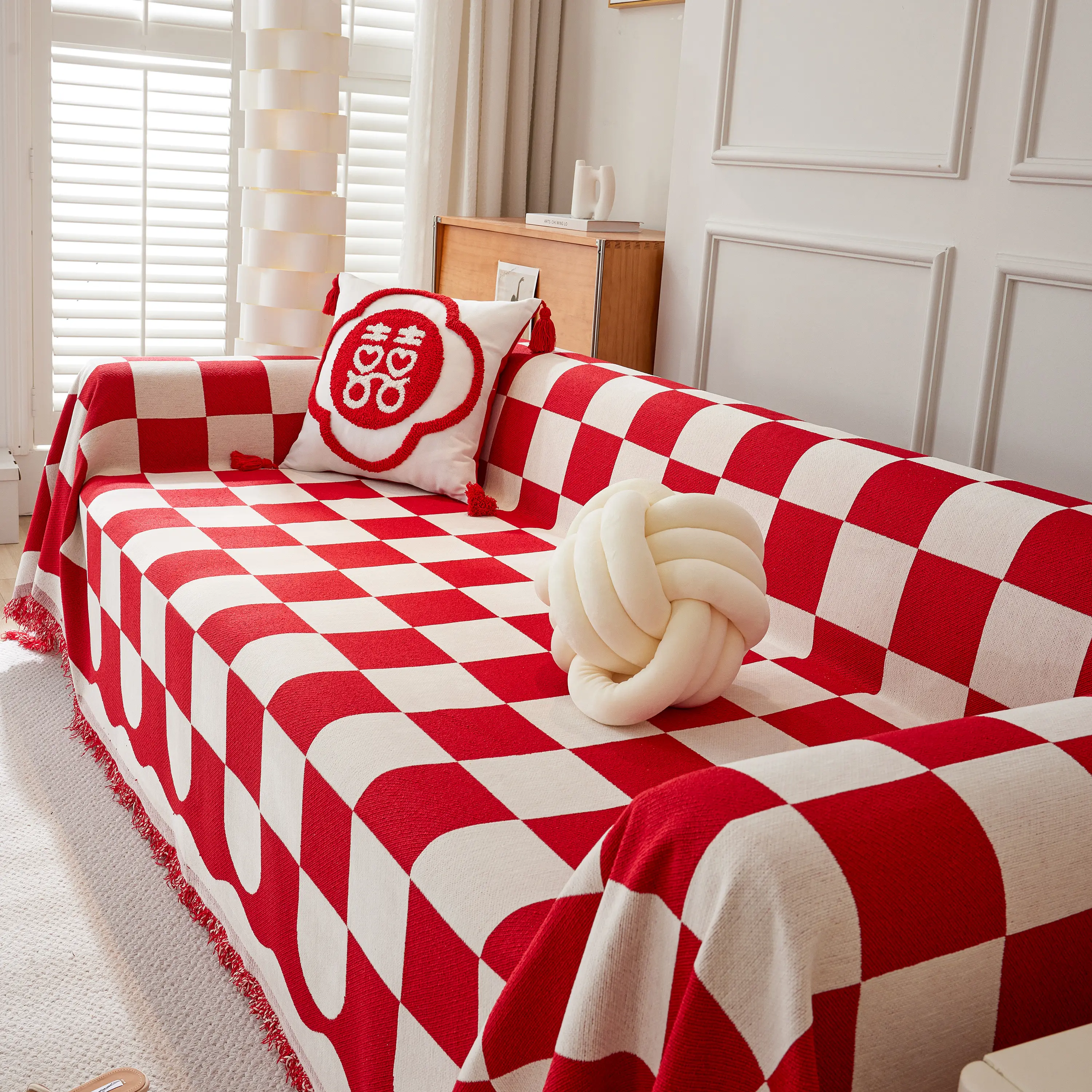Chenille Plaid Couch Covers for Couches, Sectional Couch Covers, Stylish Sofa Throw Blanket - Image 6