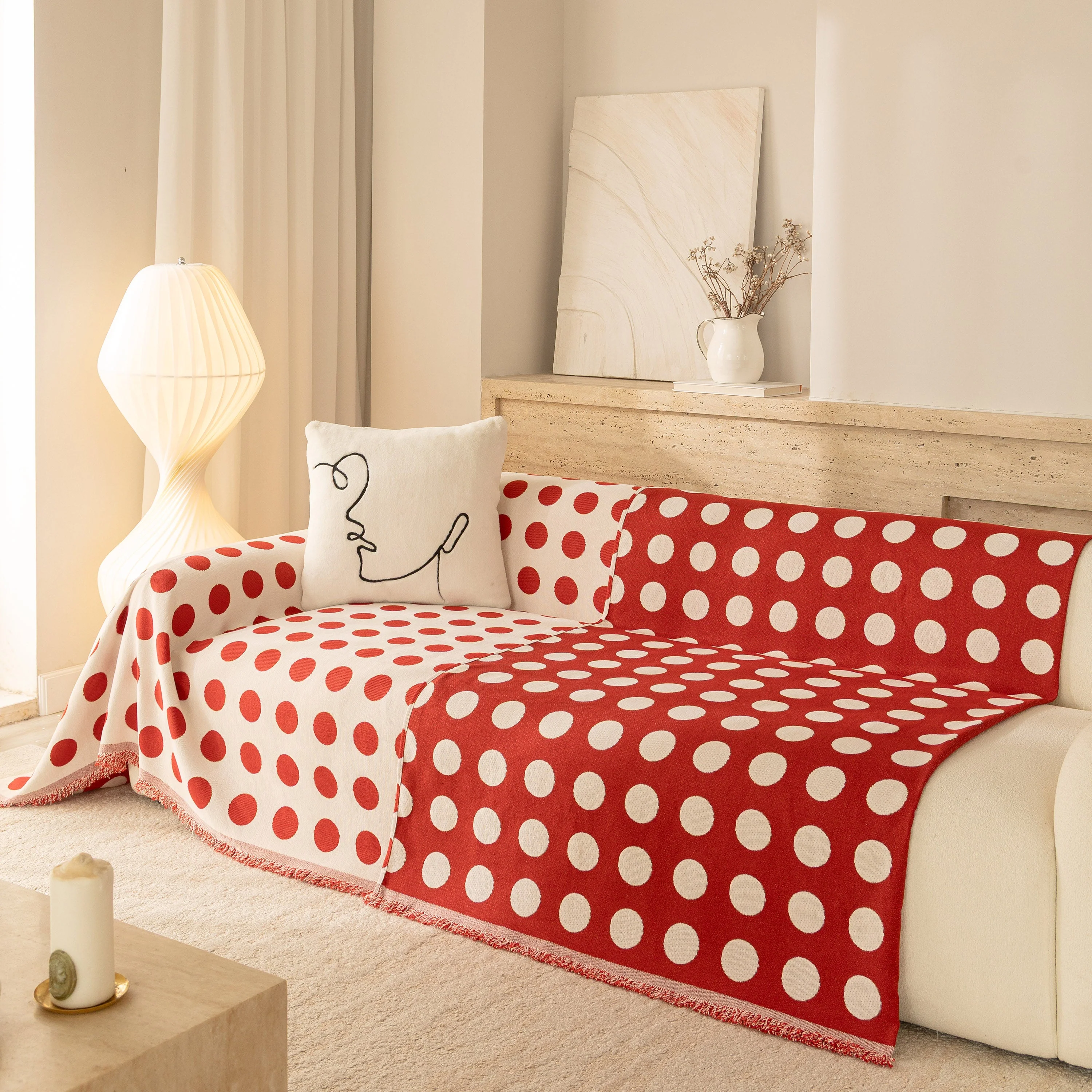 Chenille Polka Dot Sofa Cover Throw, Soft Thick Couch Cover Blanket Furniture Covers - Image 14