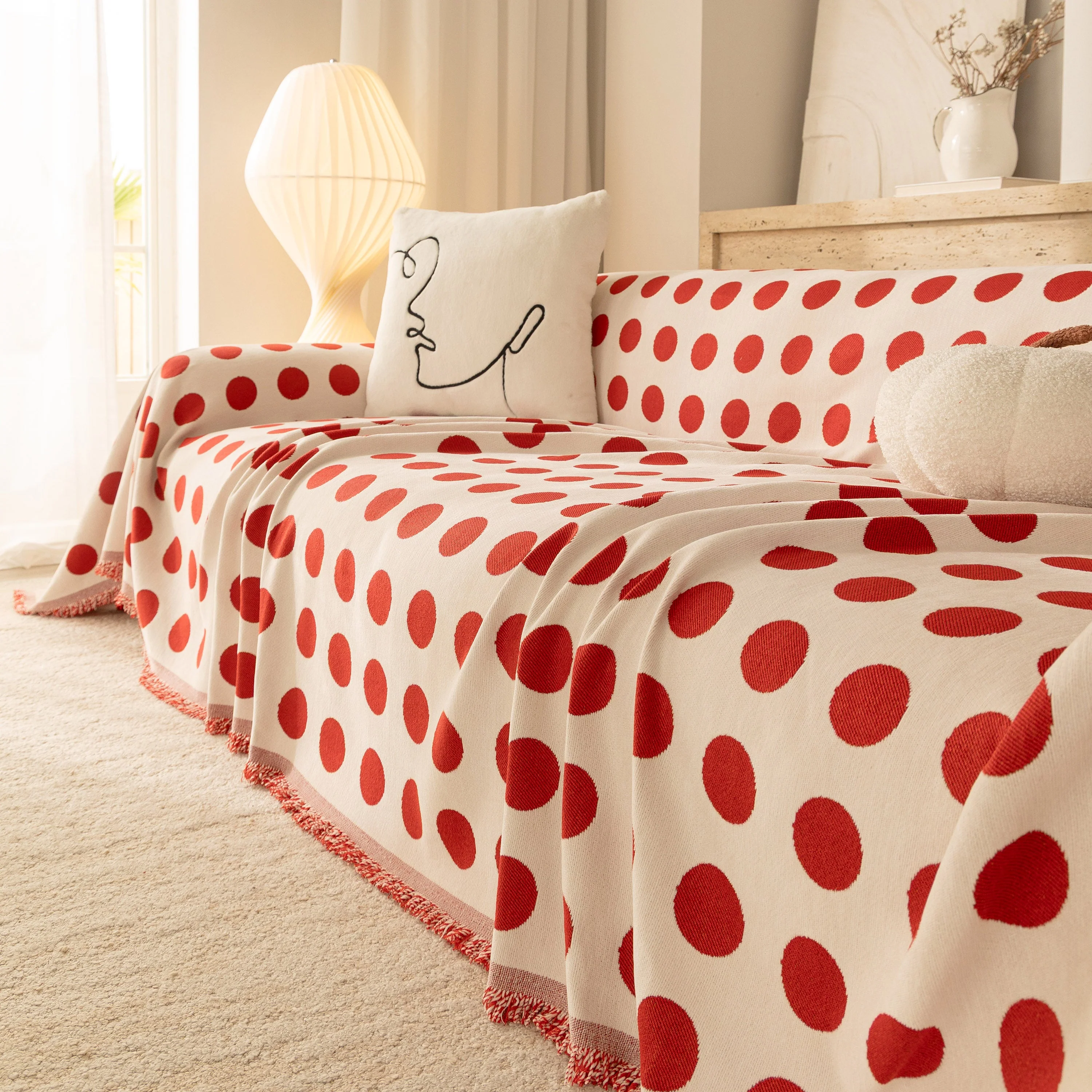 Chenille Polka Dot Sofa Cover Throw, Soft Thick Couch Cover Blanket Furniture Covers - Image 16