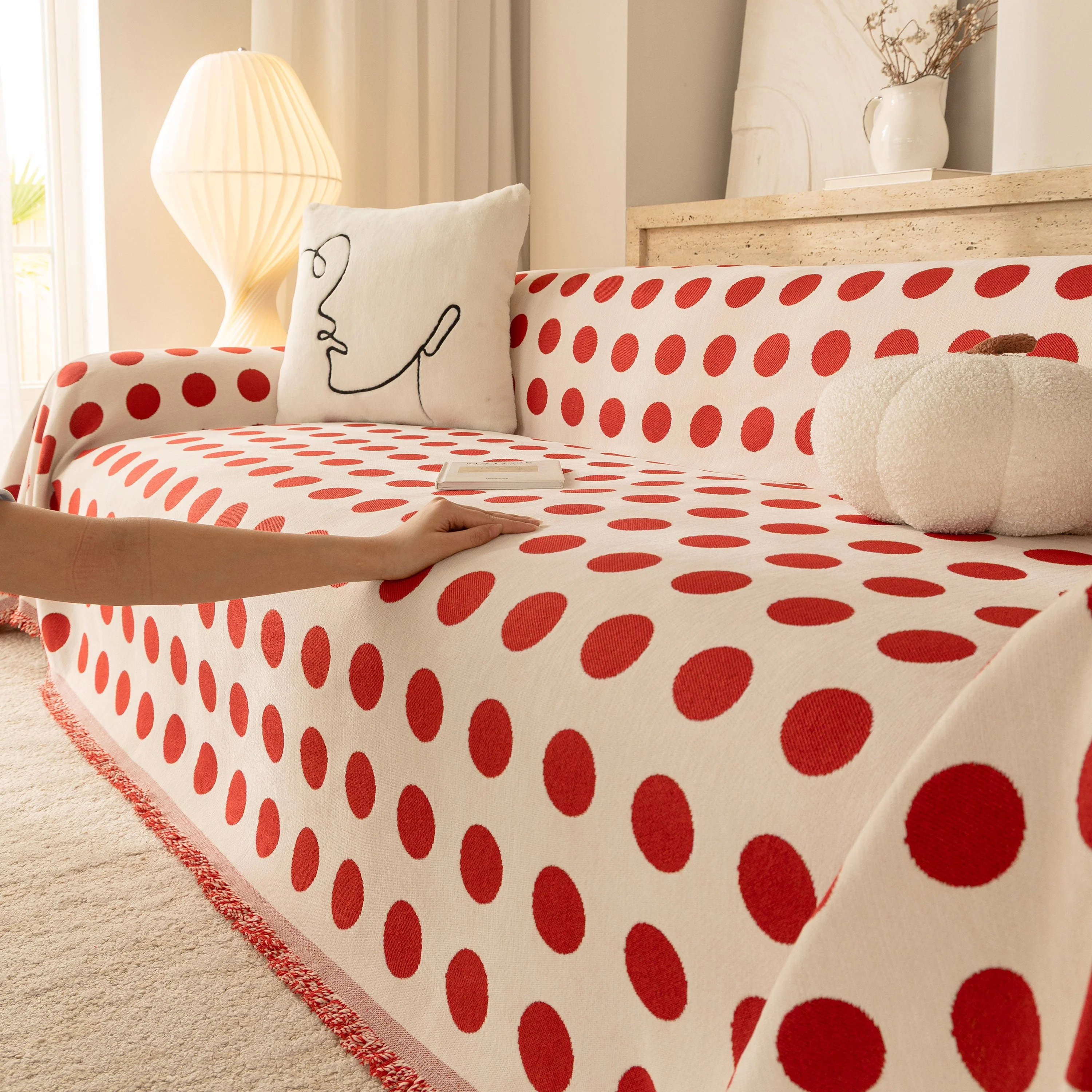 Chenille Polka Dot Sofa Cover Throw, Soft Thick Couch Cover Blanket Furniture Covers - Image 20
