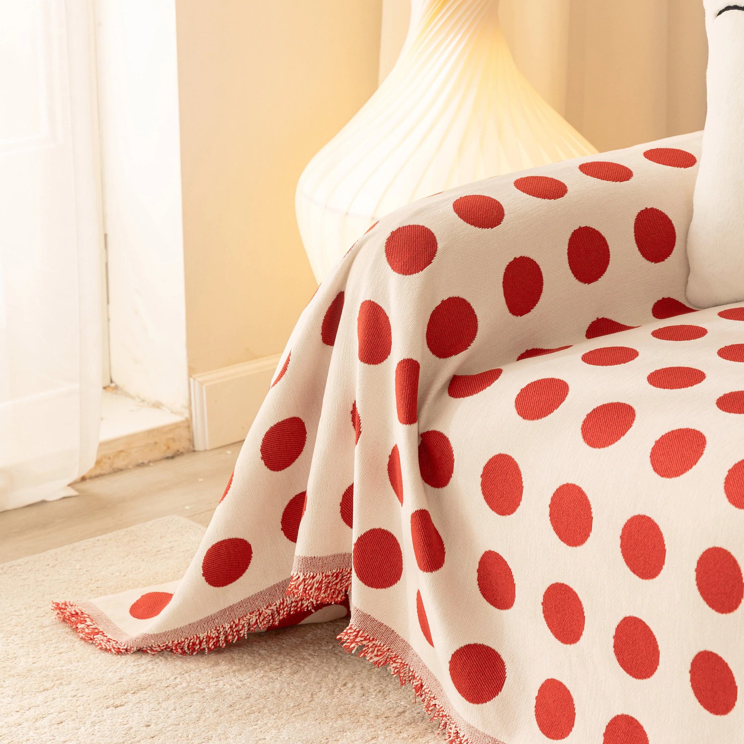 Chenille Polka Dot Sofa Cover Throw, Soft Thick Couch Cover Blanket Furniture Covers - Image 22