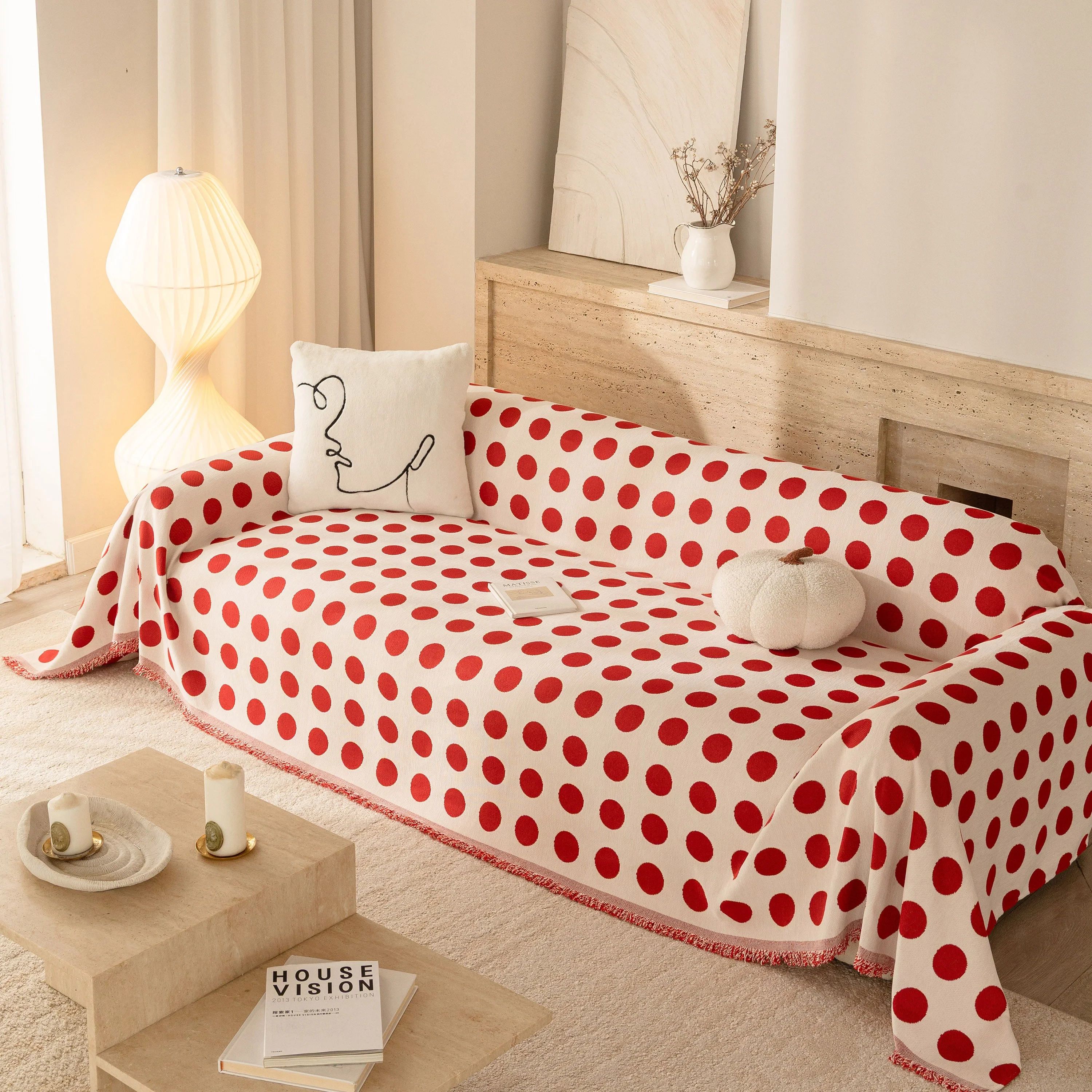 Chenille Polka Dot Sofa Cover Throw, Soft Thick Couch Cover Blanket Furniture Covers - Image 26