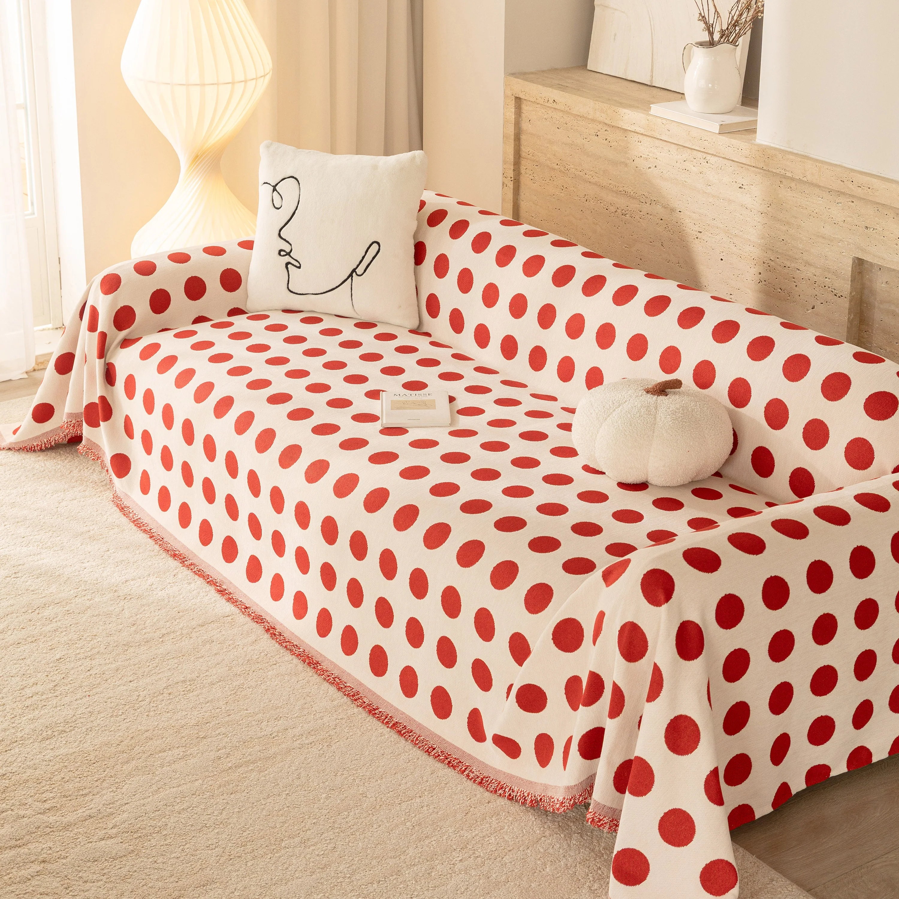 Chenille Polka Dot Sofa Cover Throw, Soft Thick Couch Cover Blanket Furniture Covers - Image 27