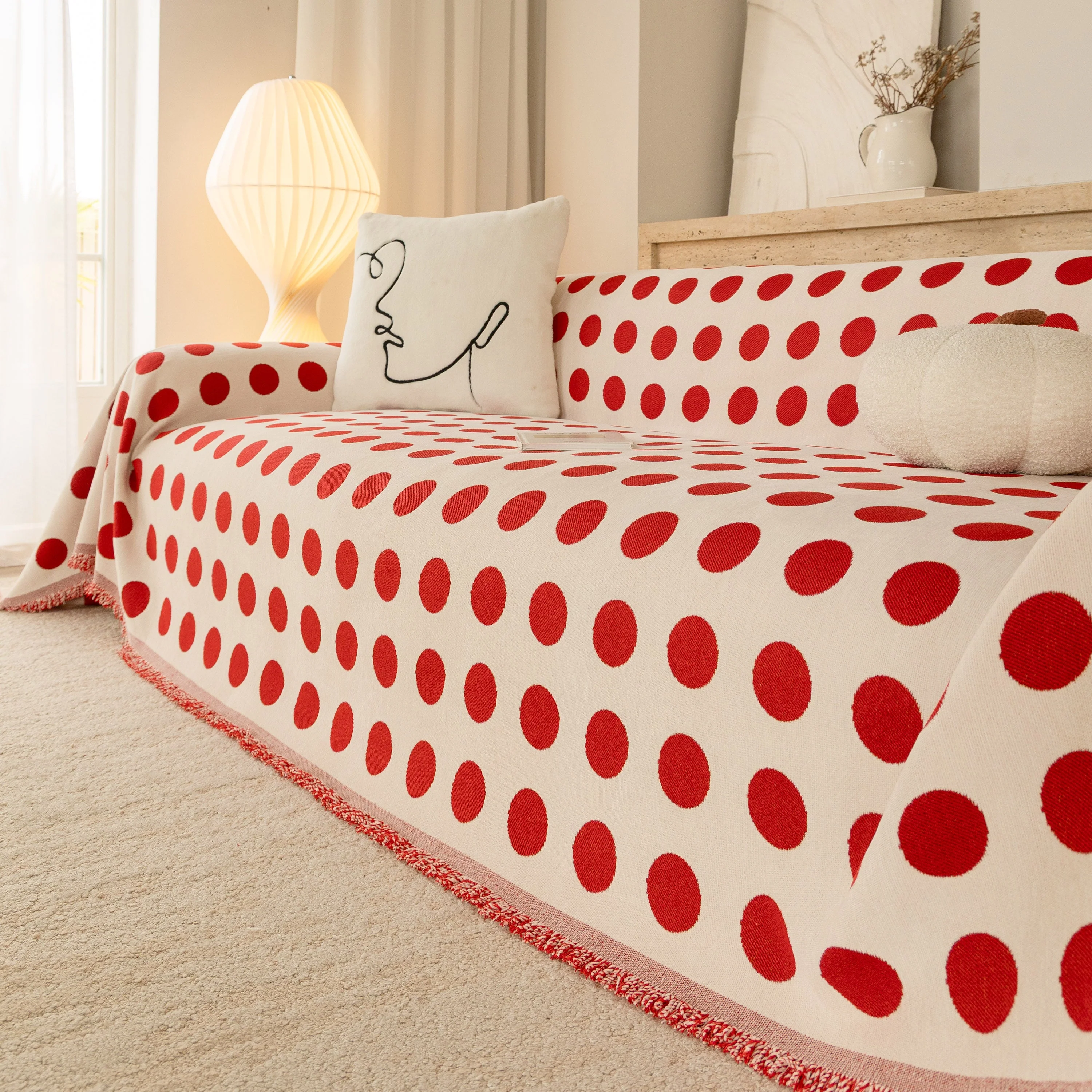 Chenille Polka Dot Sofa Cover Throw, Soft Thick Couch Cover Blanket Furniture Covers - Image 28