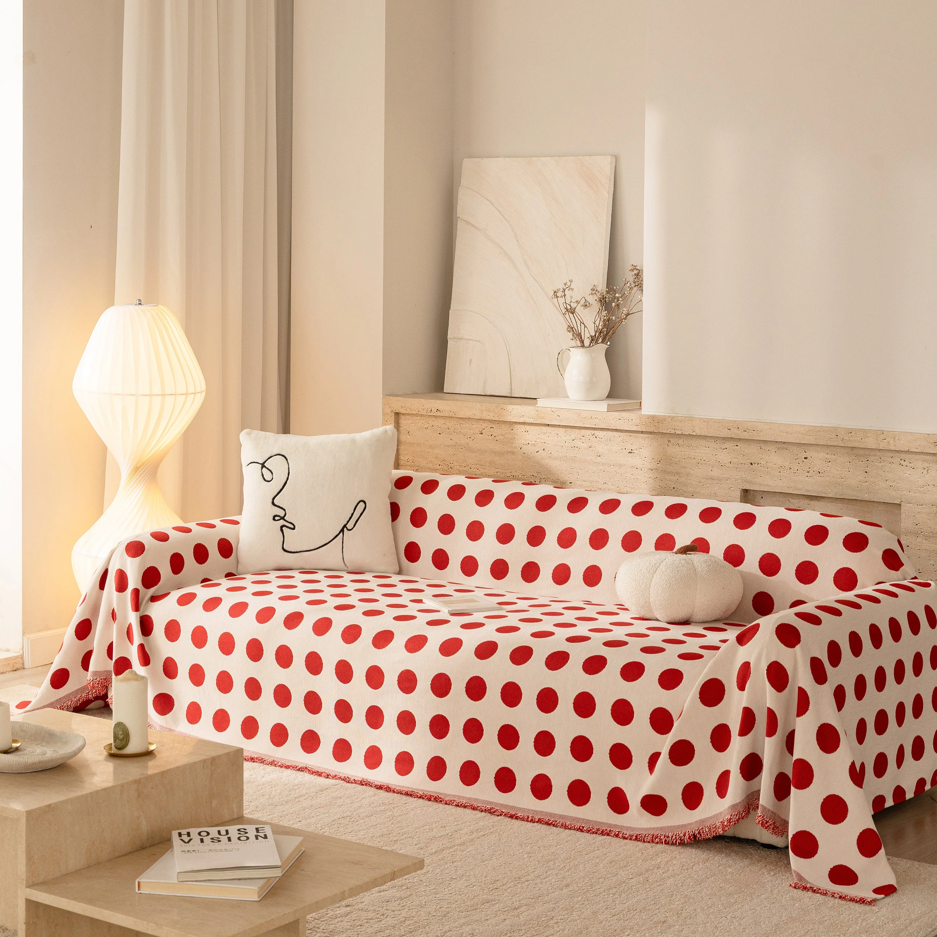 Chenille Polka Dot Sofa Cover Throw, Soft Thick Couch Cover Blanket Furniture Covers - Image 29