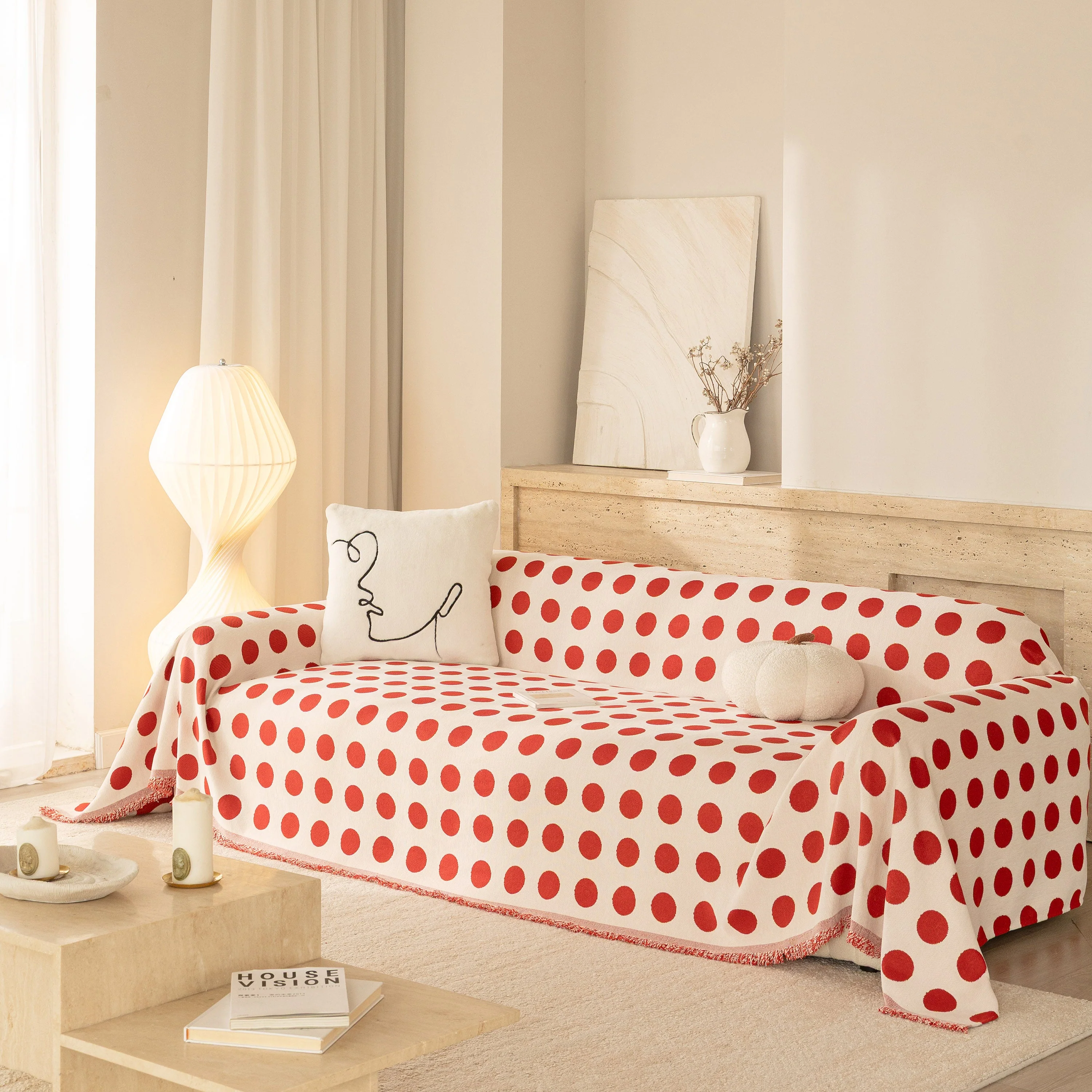 Chenille Polka Dot Sofa Cover Throw, Soft Thick Couch Cover Blanket Furniture Covers - Image 30