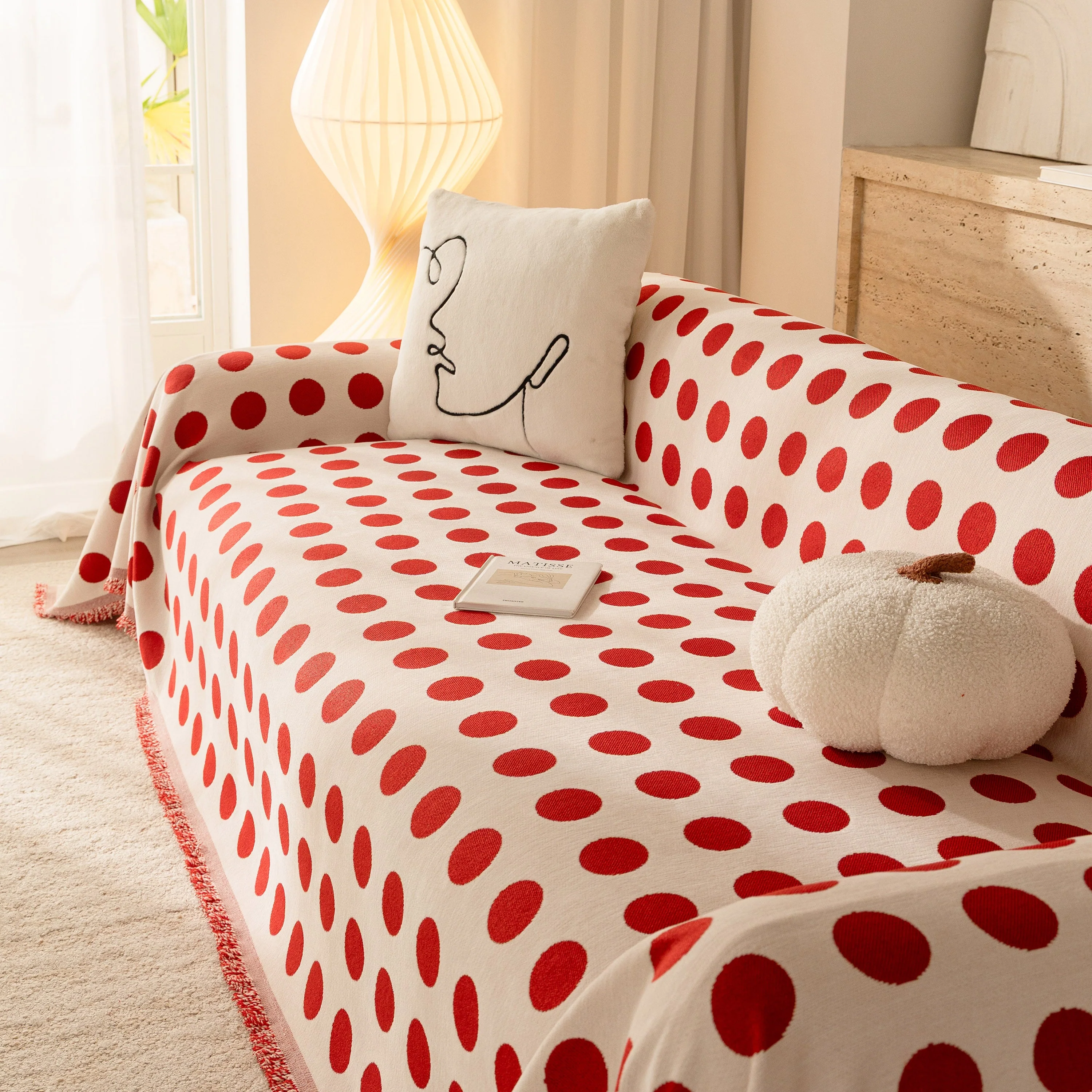 Chenille Polka Dot Sofa Cover Throw, Soft Thick Couch Cover Blanket Furniture Covers - Image 31