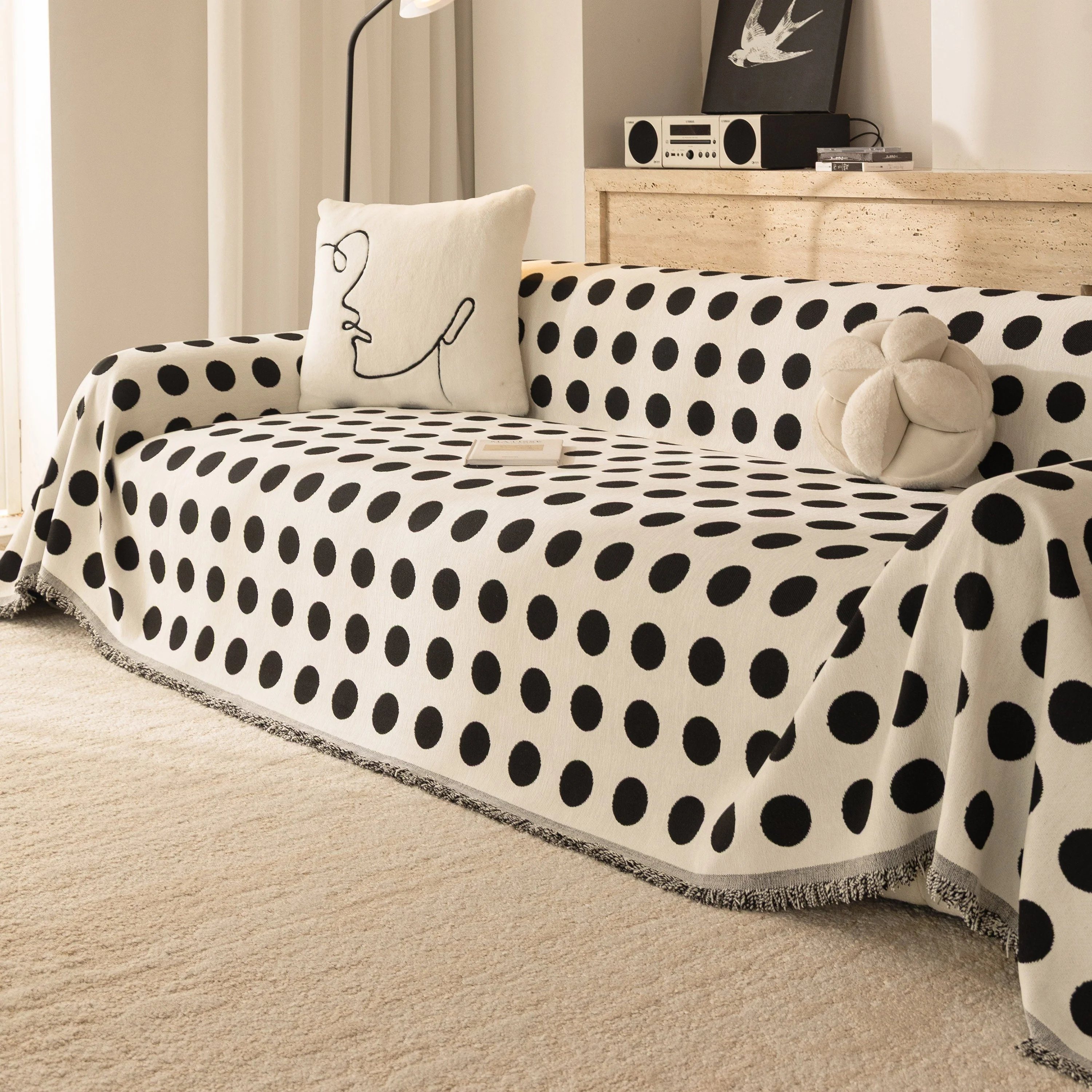 Chenille Polka Dot Sofa Cover Throw, Soft Thick Couch Cover Blanket Furniture Covers - Image 32