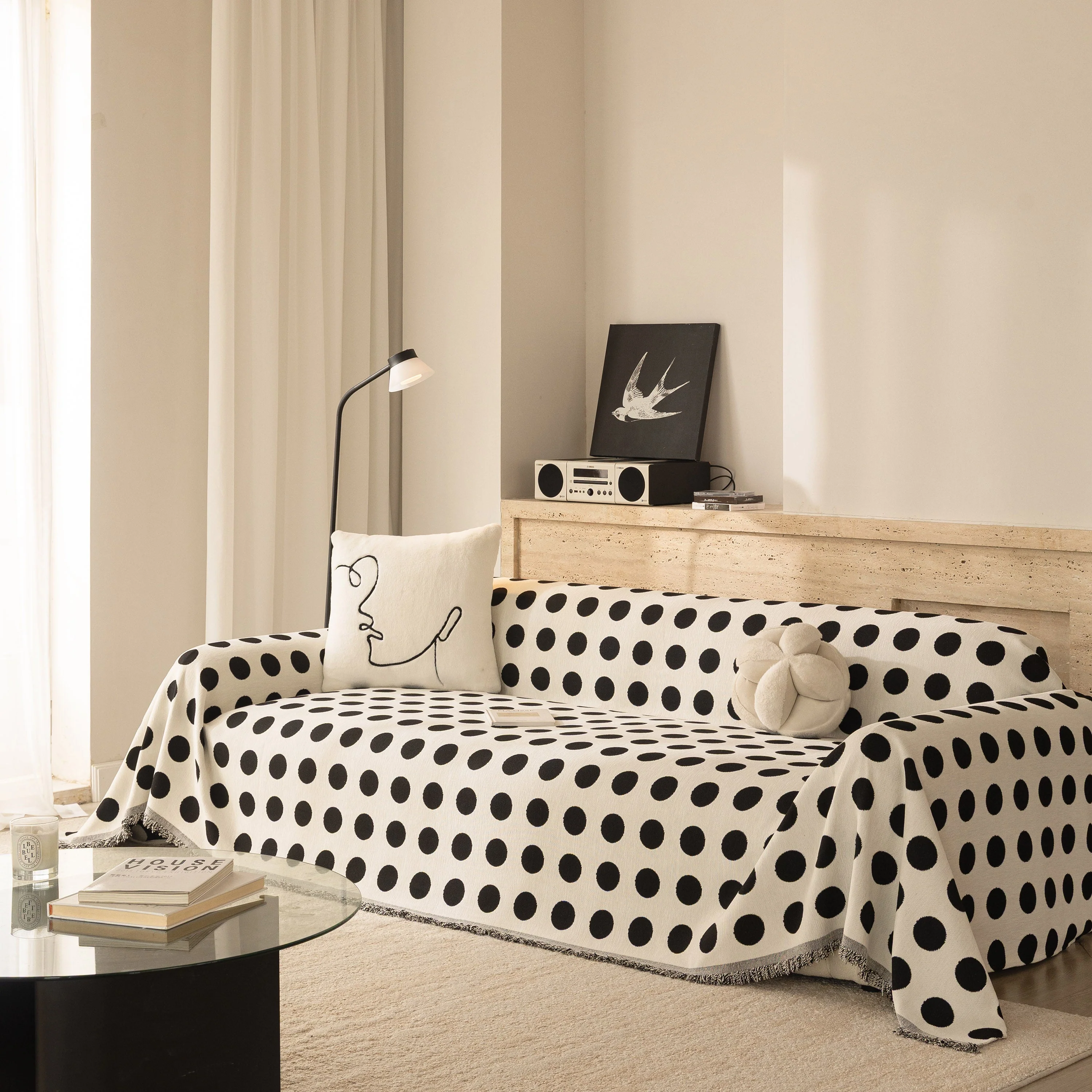 Chenille Polka Dot Sofa Cover Throw, Soft Thick Couch Cover Blanket Furniture Covers - Image 33