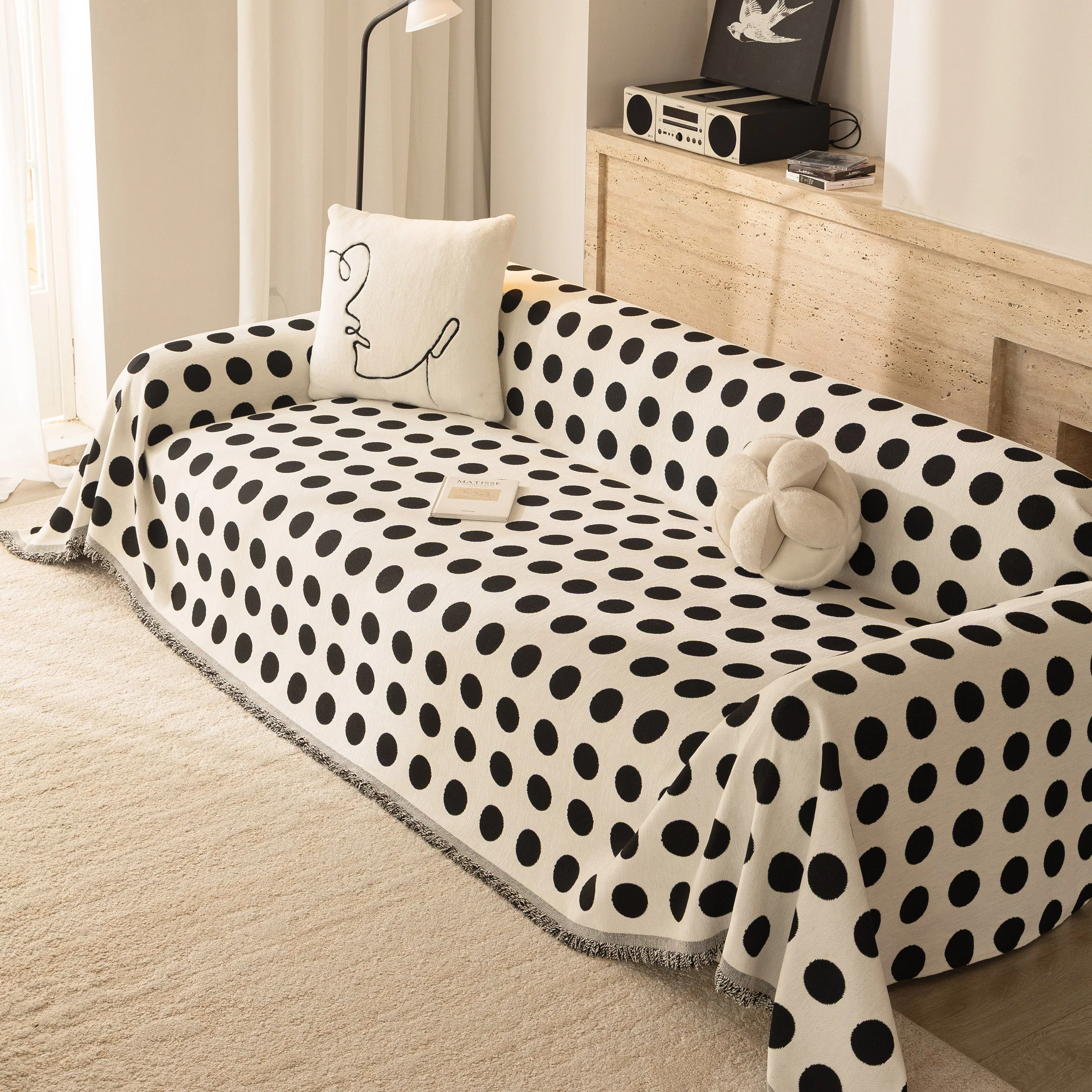 Chenille Polka Dot Sofa Cover Throw, Soft Thick Couch Cover Blanket Furniture Covers - Image 34