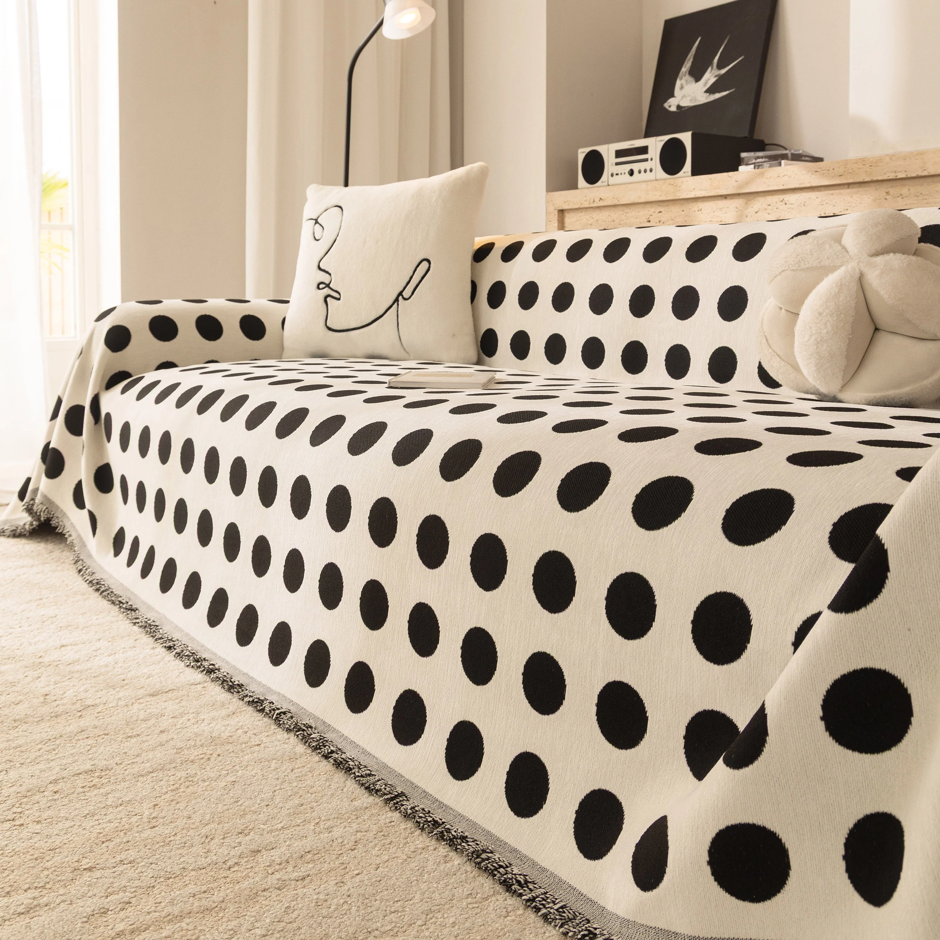 Chenille Polka Dot Sofa Cover Throw, Soft Thick Couch Cover Blanket Furniture Covers - Image 35