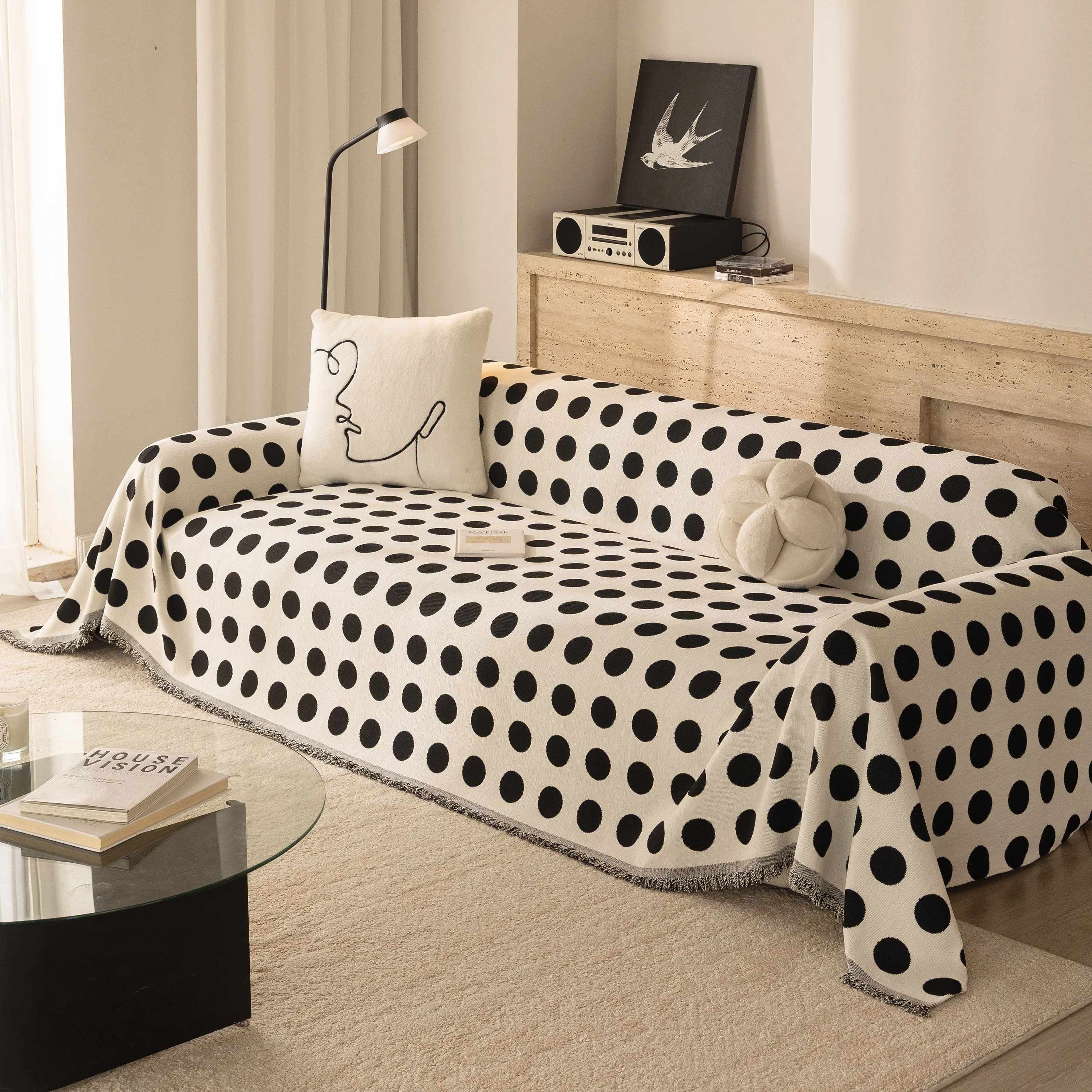 Chenille Polka Dot Sofa Cover Throw, Soft Thick Couch Cover Blanket Furniture Covers - Image 36