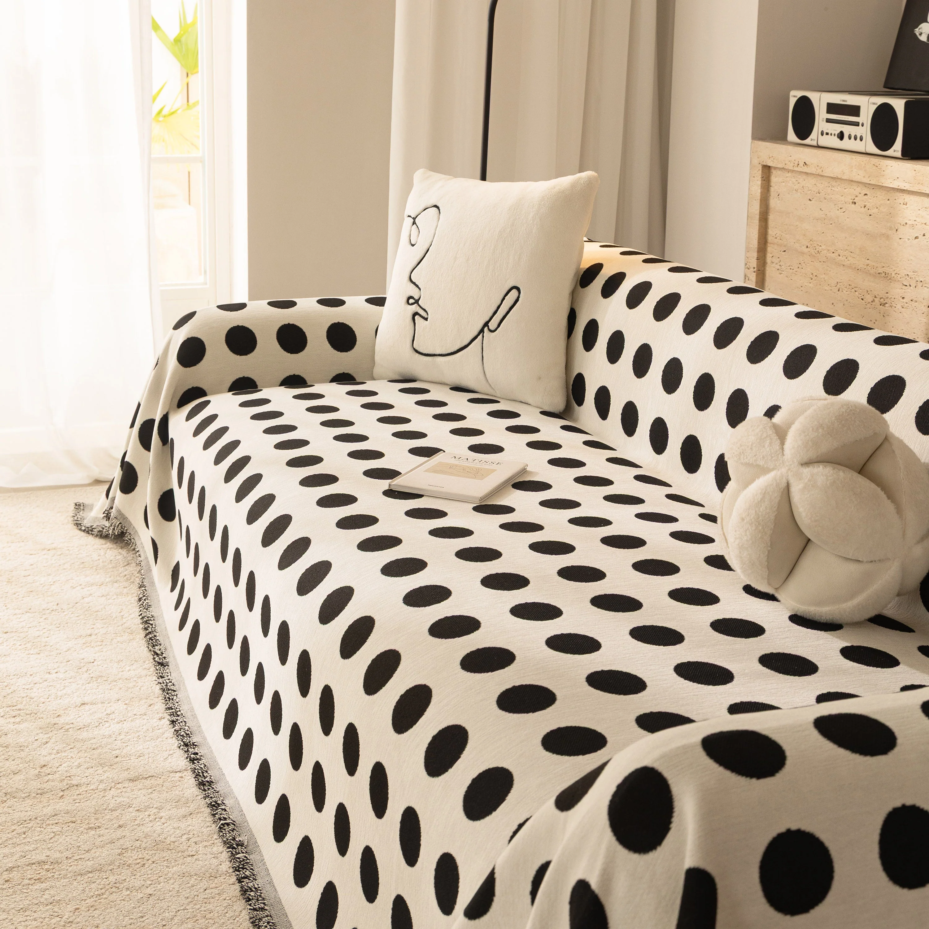 Chenille Polka Dot Sofa Cover Throw, Soft Thick Couch Cover Blanket Furniture Covers - Image 37