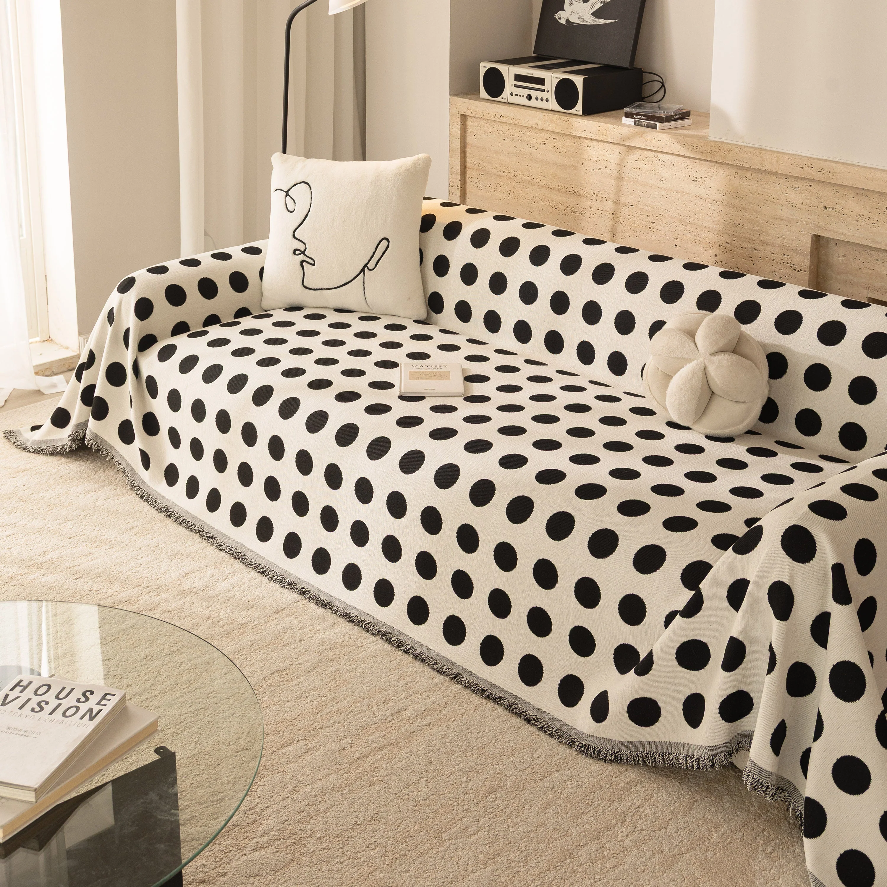 Chenille Polka Dot Sofa Cover Throw, Soft Thick Couch Cover Blanket Furniture Covers - Image 38