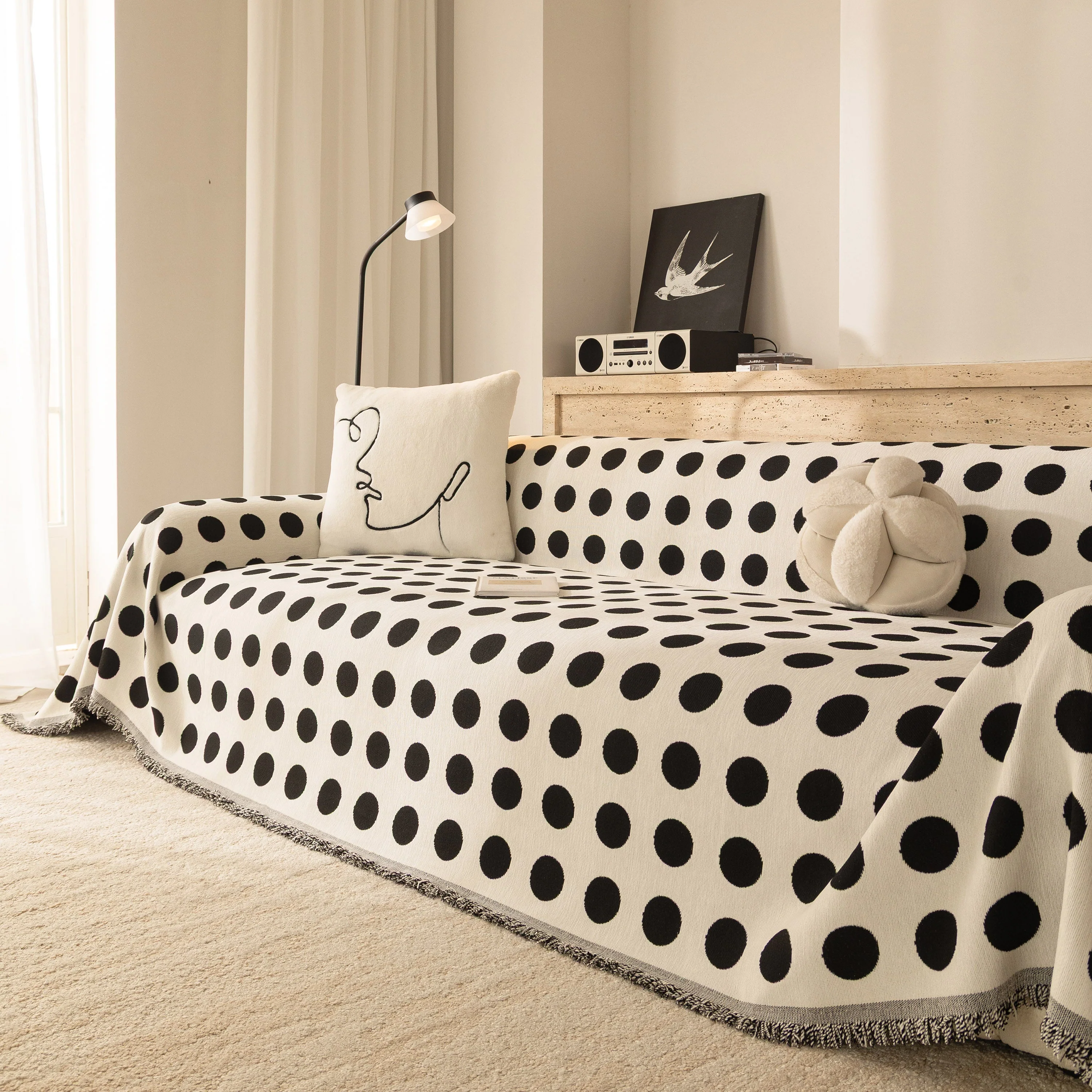 Chenille Polka Dot Sofa Cover Throw, Soft Thick Couch Cover Blanket Furniture Covers - Image 39