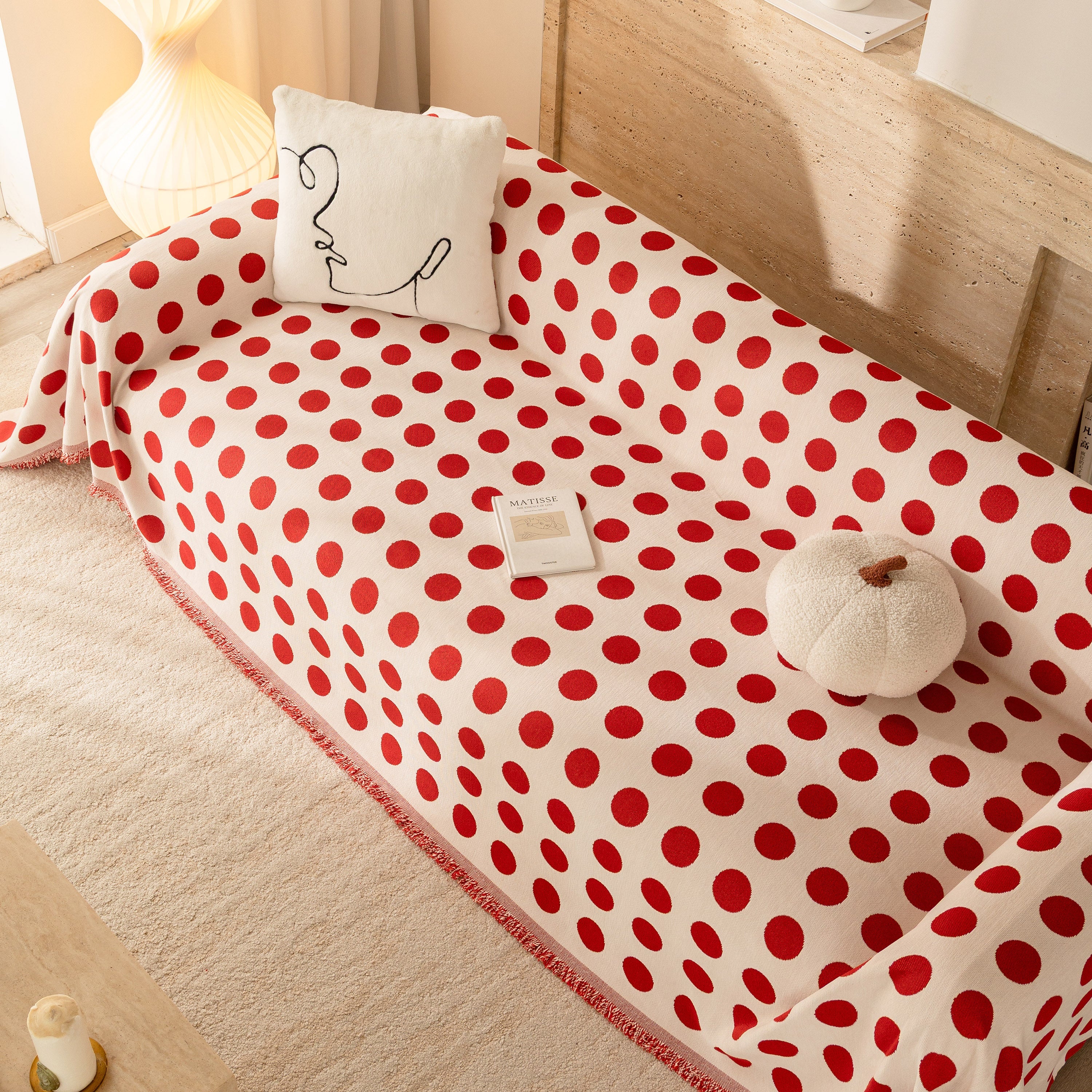 Chenille Polka Dot Sofa Cover Throw, Soft Thick Couch Cover Blanket Furniture Covers - Image 4