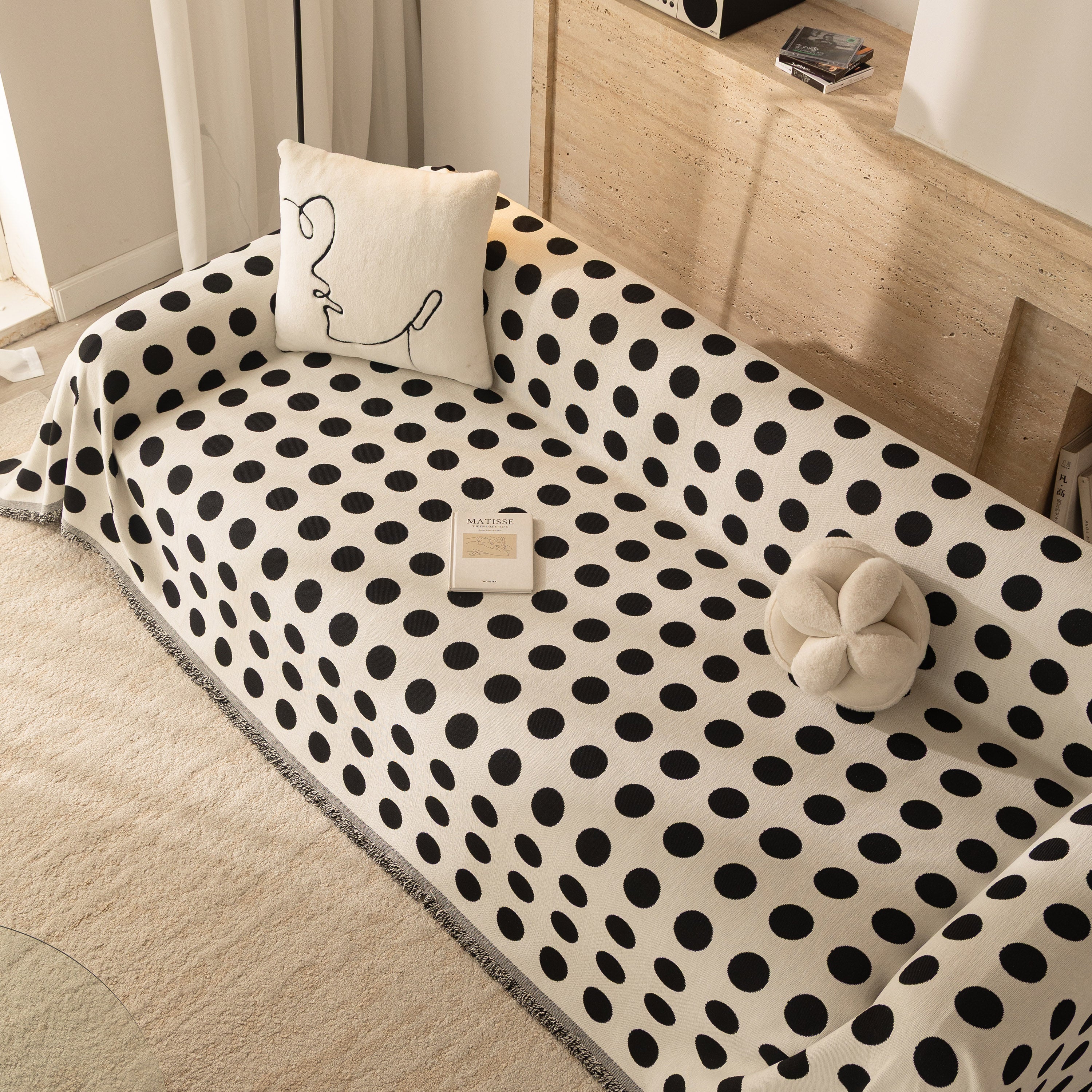 Chenille Polka Dot Sofa Cover Throw, Soft Thick Couch Cover Blanket Furniture Covers - Image 40