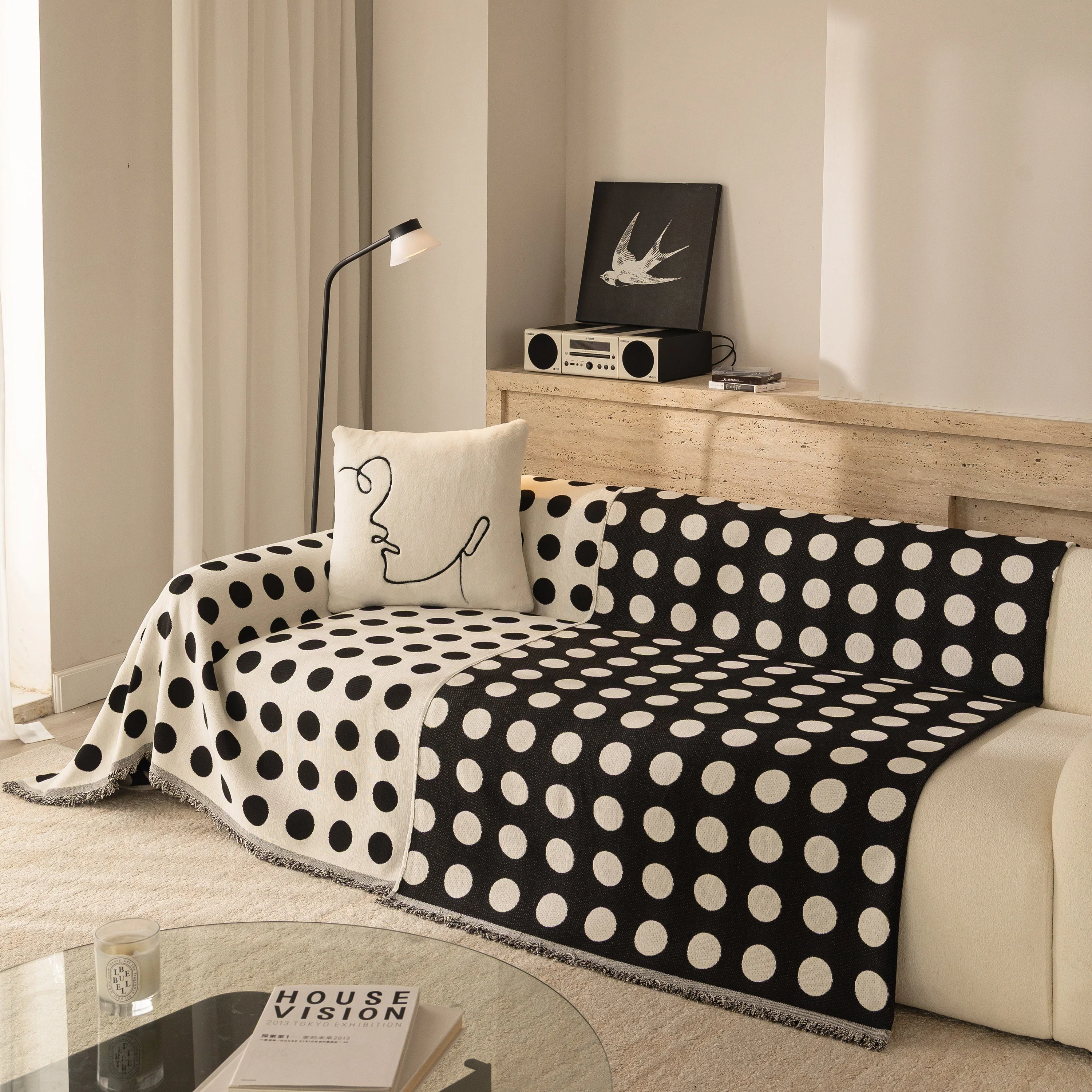 Chenille Polka Dot Sofa Cover Throw, Soft Thick Couch Cover Blanket Furniture Covers - Image 46