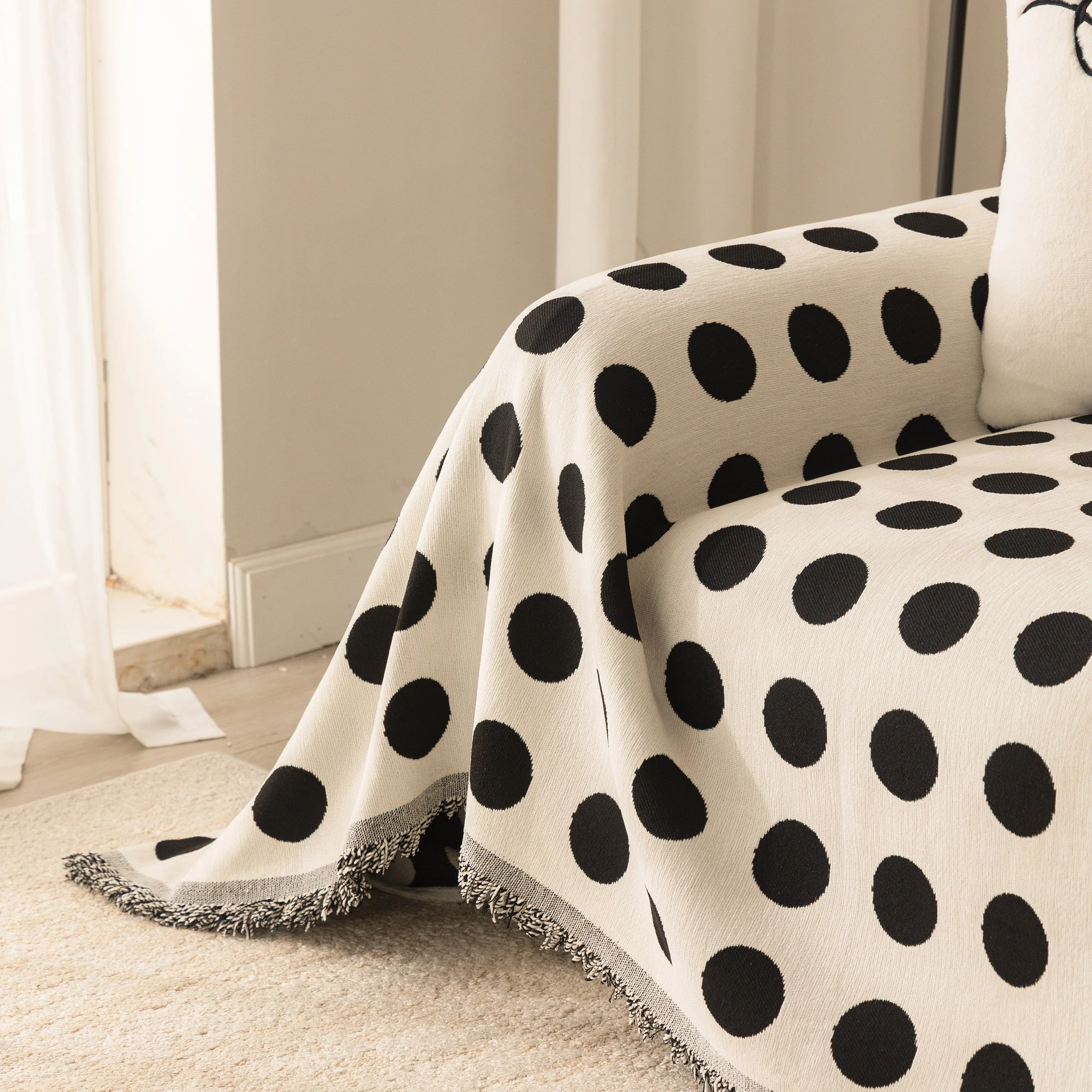 Chenille Polka Dot Sofa Cover Throw, Soft Thick Couch Cover Blanket Furniture Covers - Image 50
