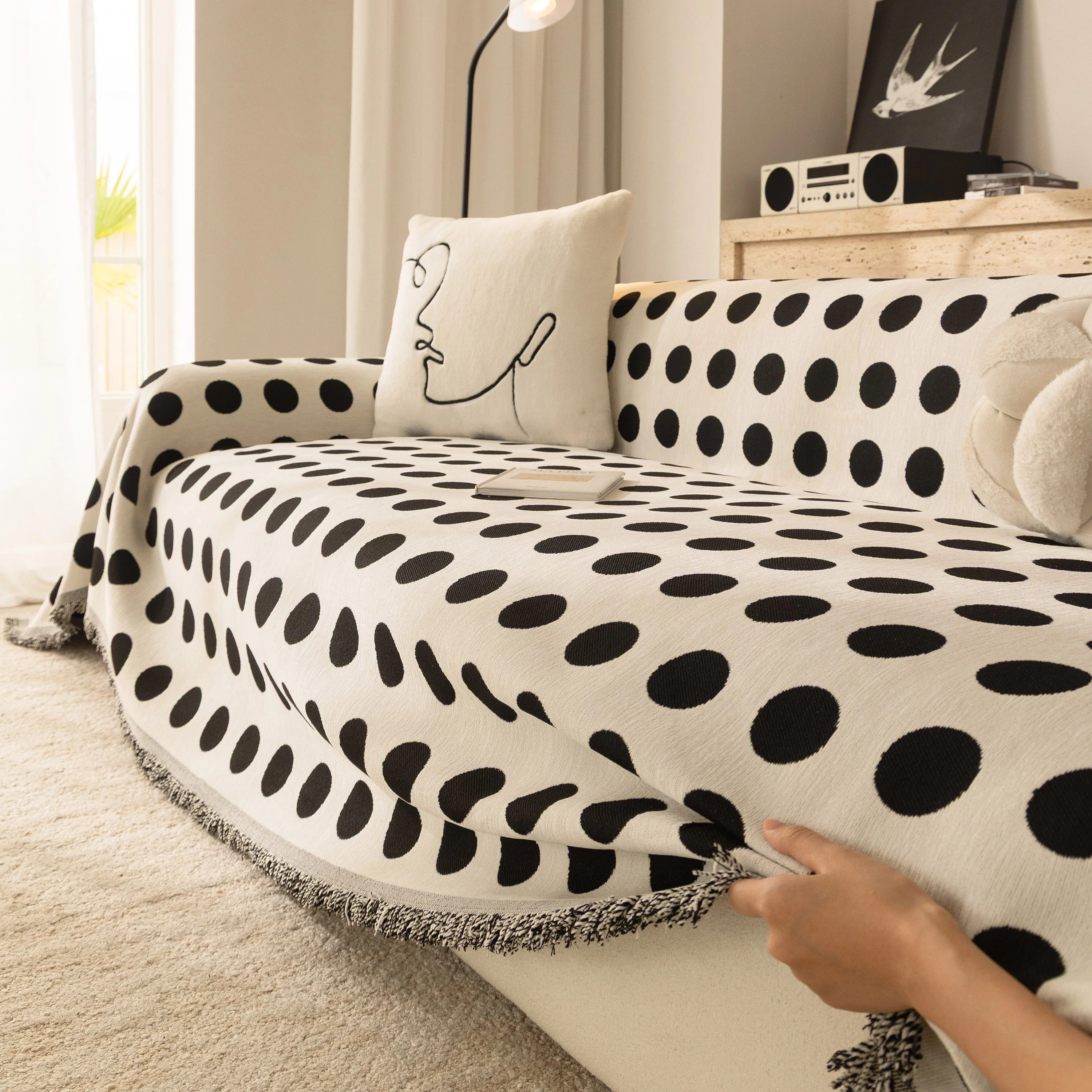 Chenille Polka Dot Sofa Cover Throw, Soft Thick Couch Cover Blanket Furniture Covers - Image 51