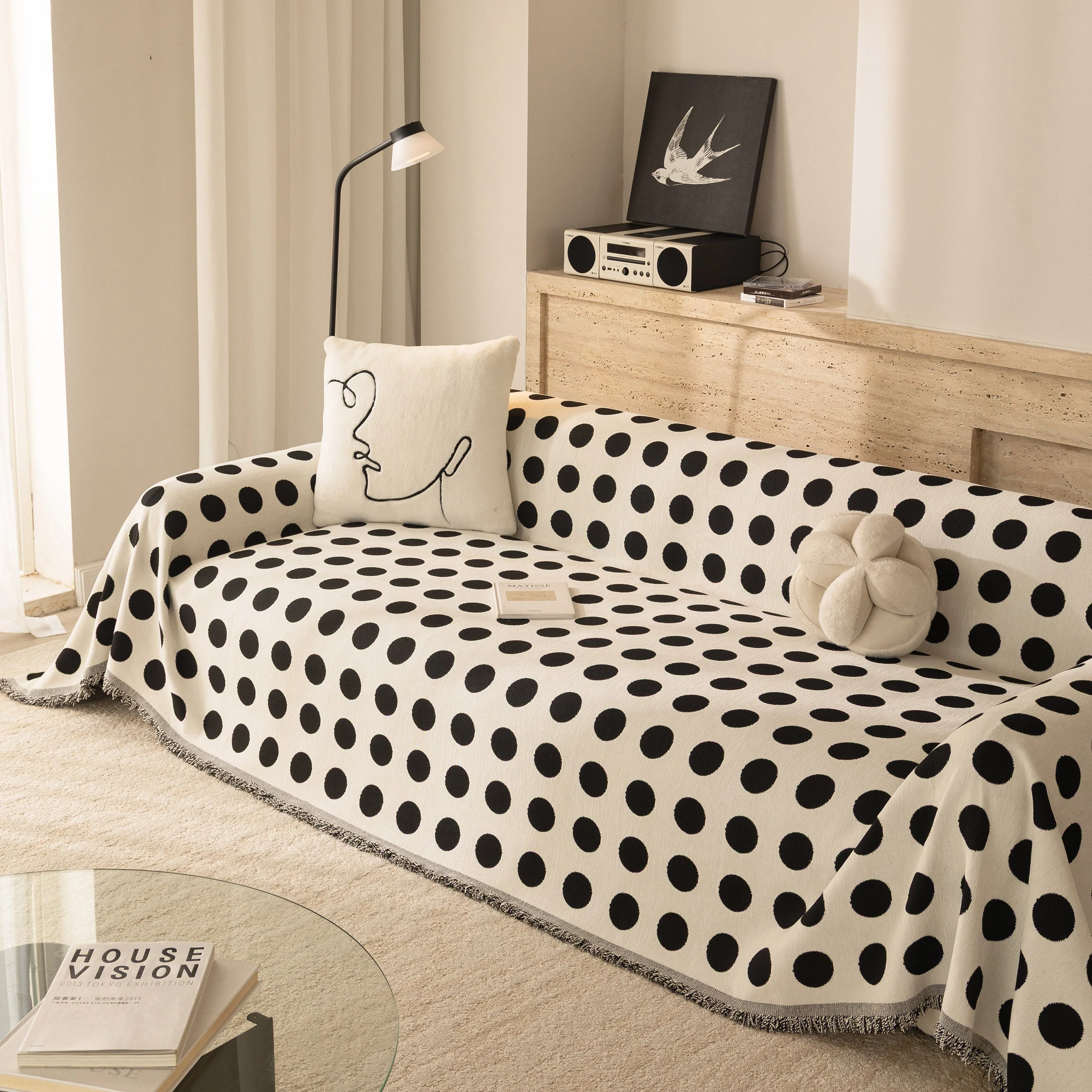 Chenille Polka Dot Sofa Cover Throw, Soft Thick Couch Cover Blanket Furniture Covers - Image 54