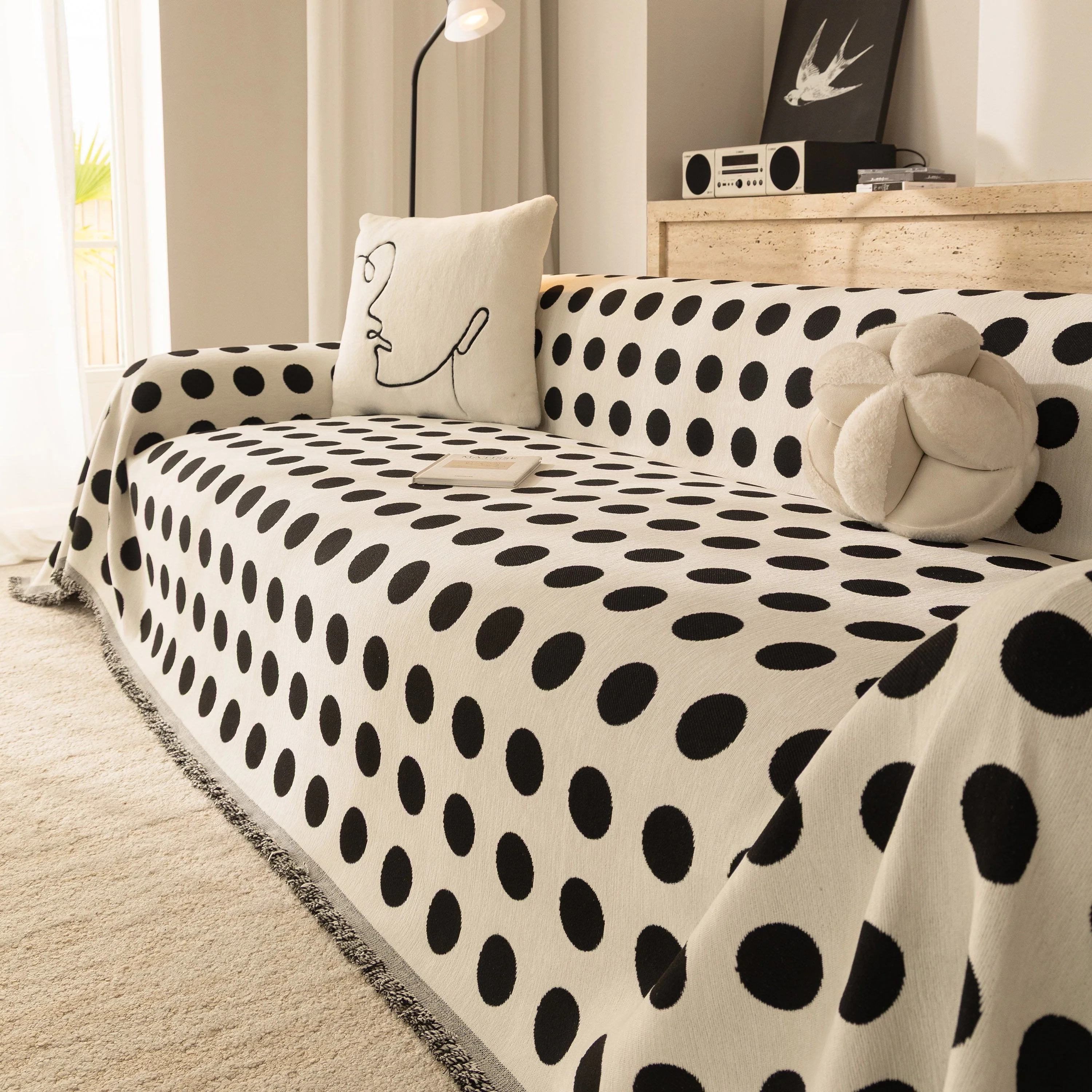 Chenille Polka Dot Sofa Cover Throw, Soft Thick Couch Cover Blanket Furniture Covers - Image 55