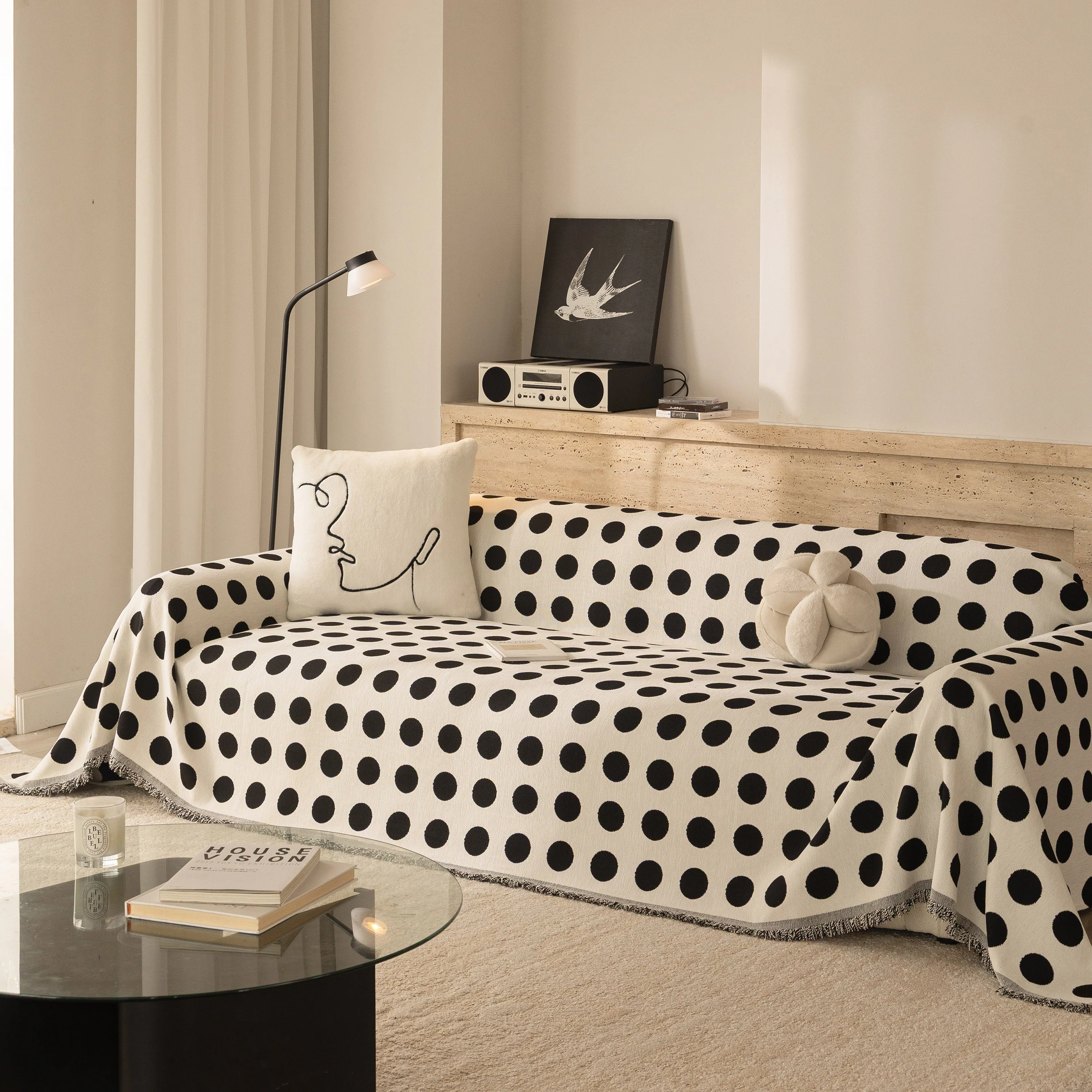 Chenille Polka Dot Sofa Cover Throw, Soft Thick Couch Cover Blanket Furniture Covers - Image 59
