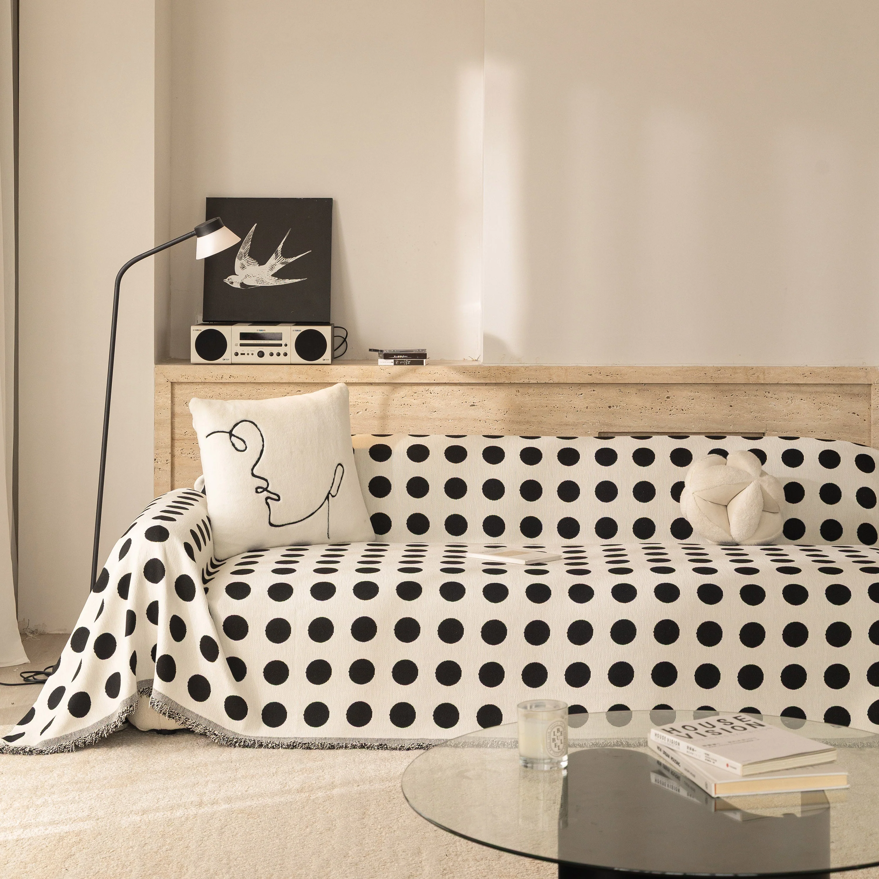 Chenille Polka Dot Sofa Cover Throw, Soft Thick Couch Cover Blanket Furniture Covers - Image 60