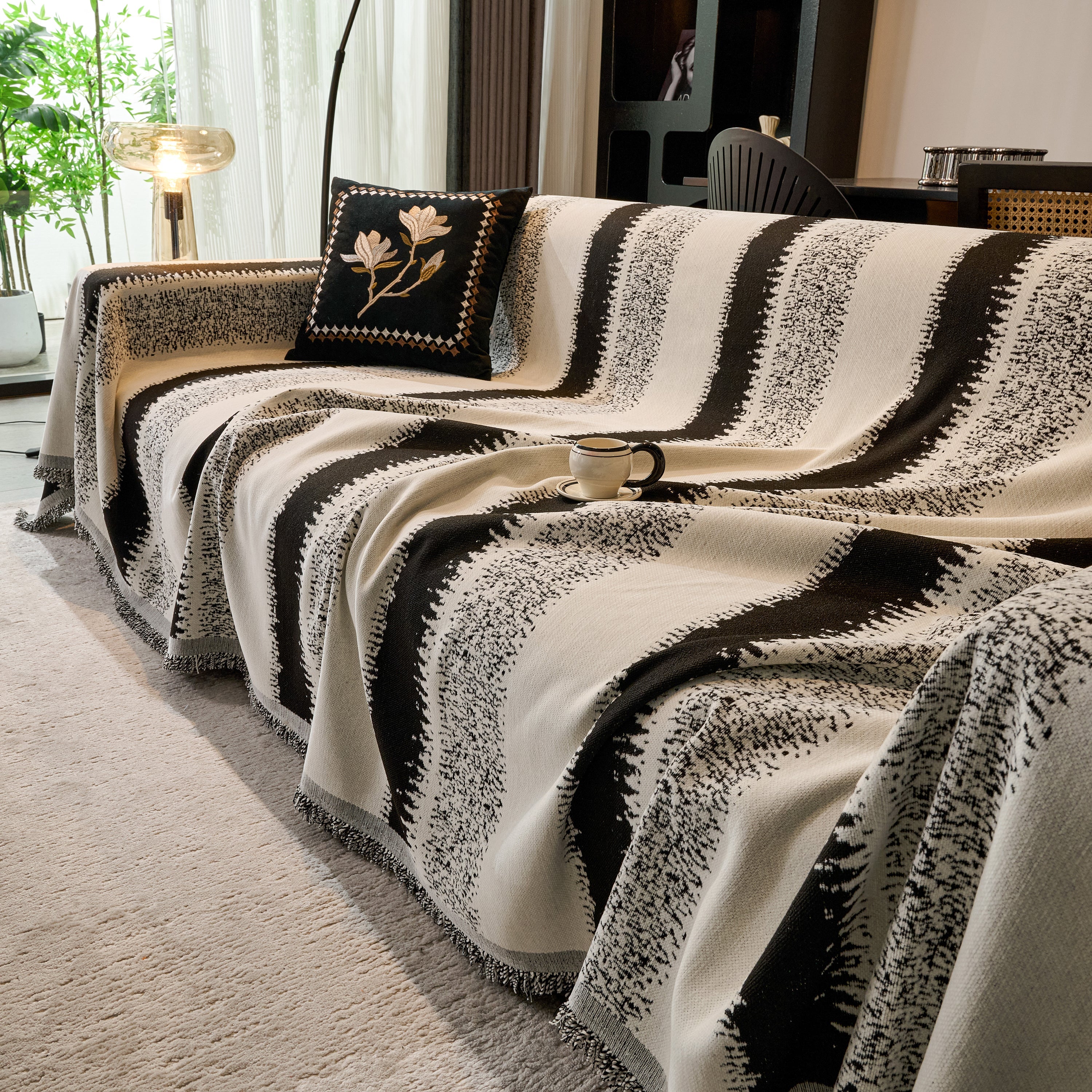 Chenille Reversible Rainbow Couch Cover Blanket for Sofas, Pet Friendly Couch Slipcovers with Tassel - Image 17