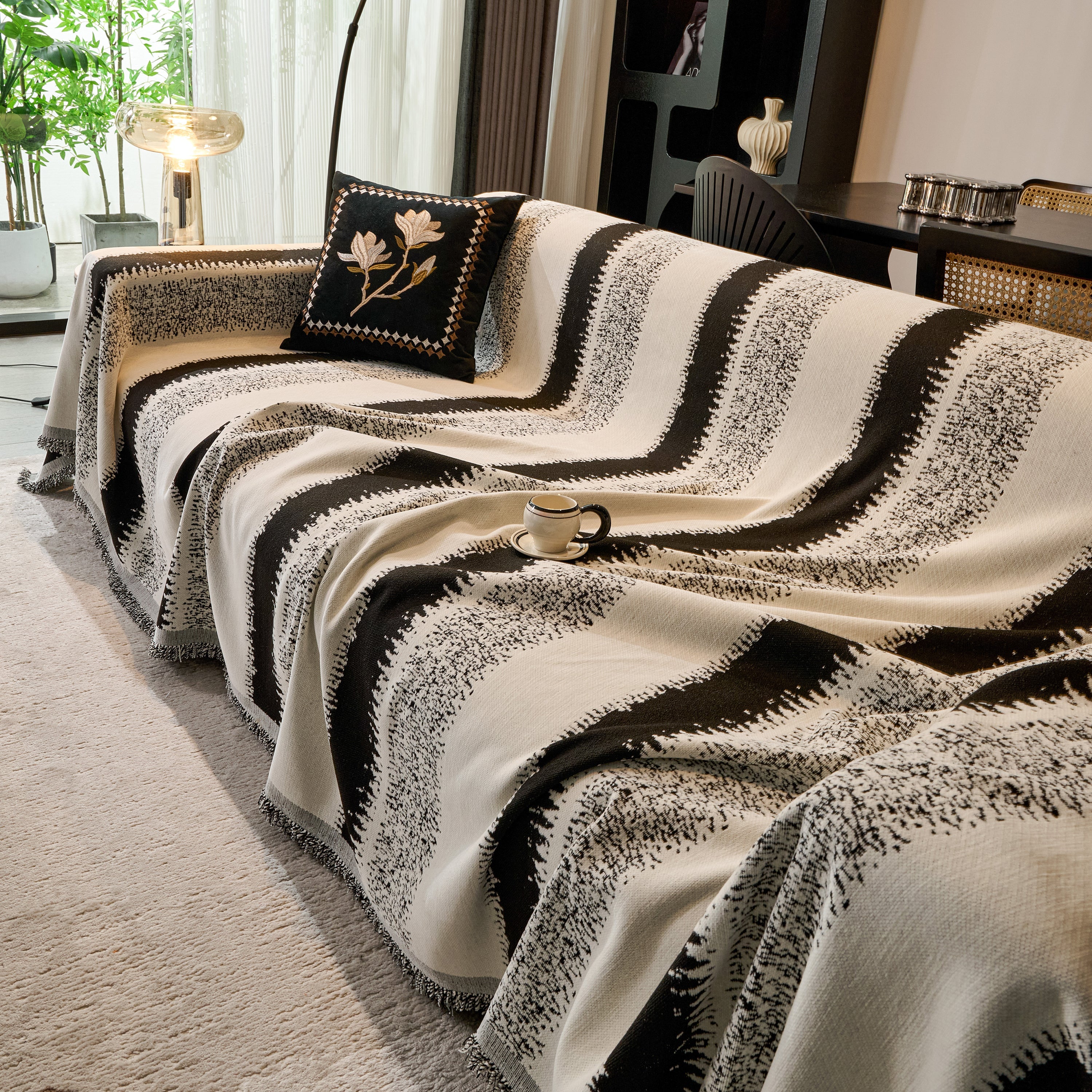 Chenille Reversible Rainbow Couch Cover Blanket for Sofas, Pet Friendly Couch Slipcovers with Tassel - Image 18