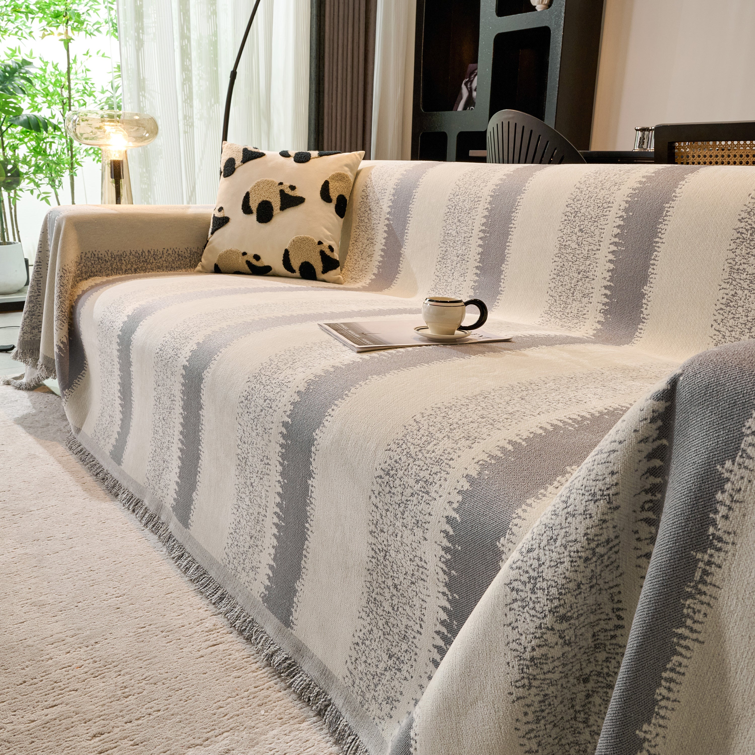 Chenille Reversible Rainbow Couch Cover Blanket for Sofas, Pet Friendly Couch Slipcovers with Tassel - Image 50
