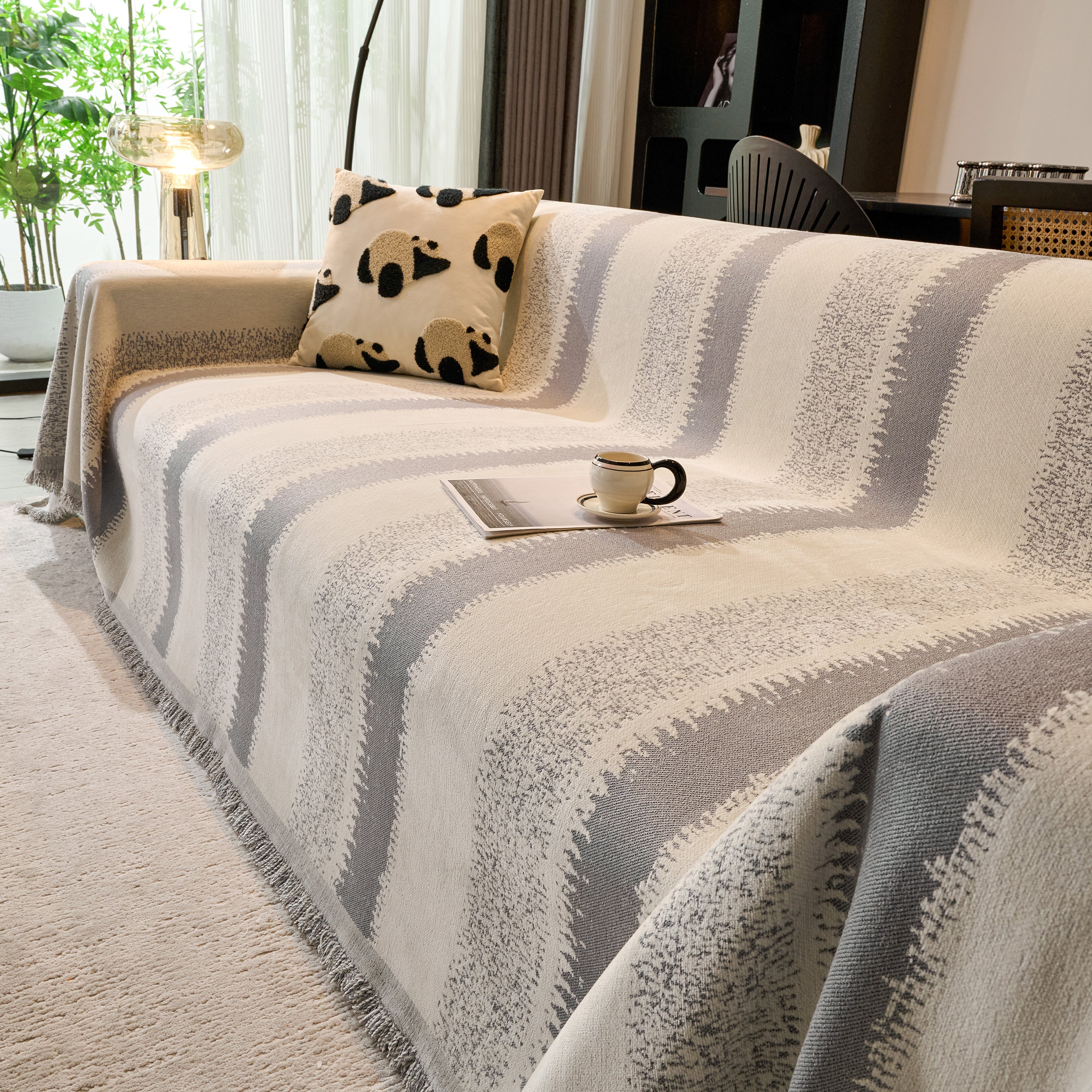 Chenille Reversible Rainbow Couch Cover Blanket for Sofas, Pet Friendly Couch Slipcovers with Tassel - Image 51