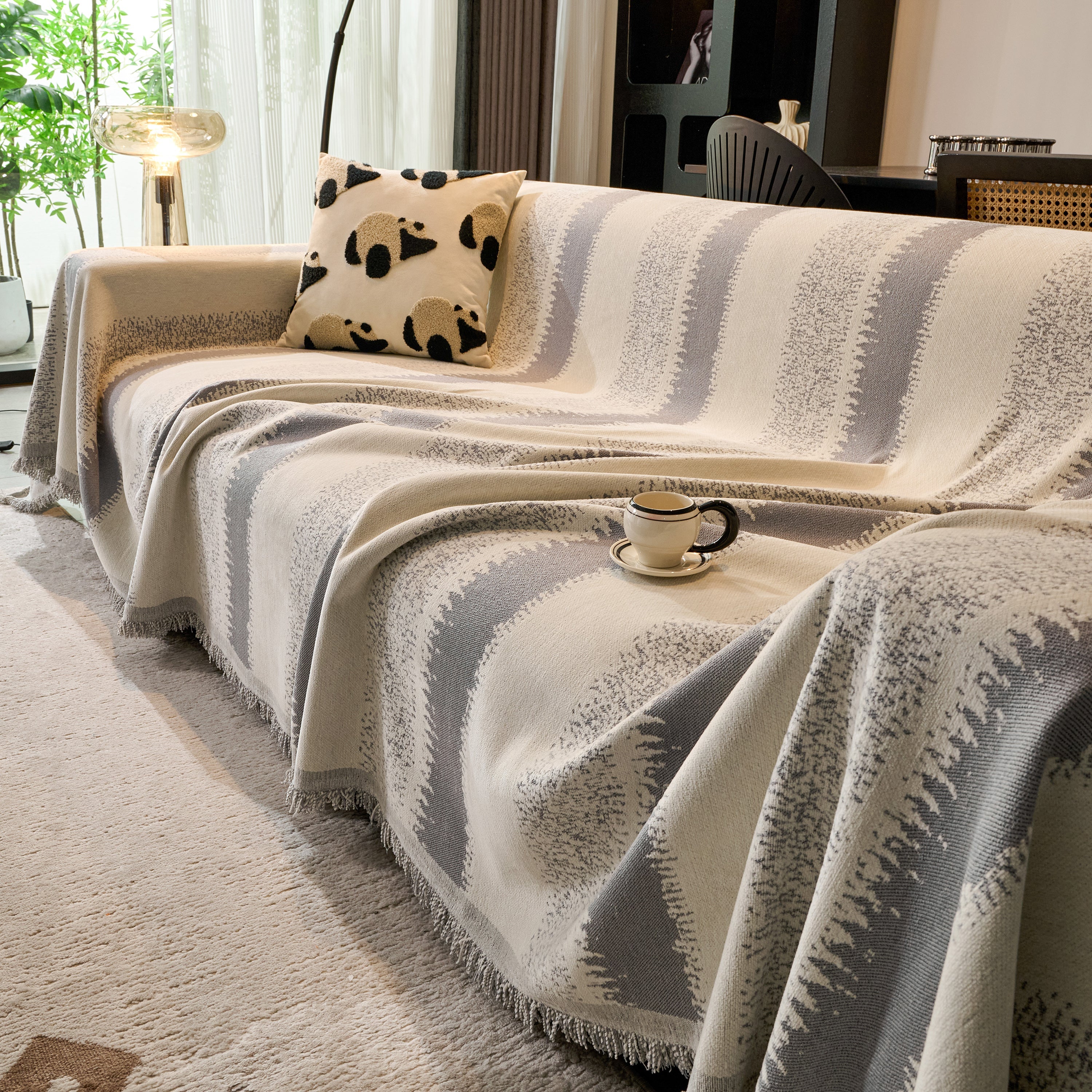 Chenille Reversible Rainbow Couch Cover Blanket for Sofas, Pet Friendly Couch Slipcovers with Tassel - Image 54