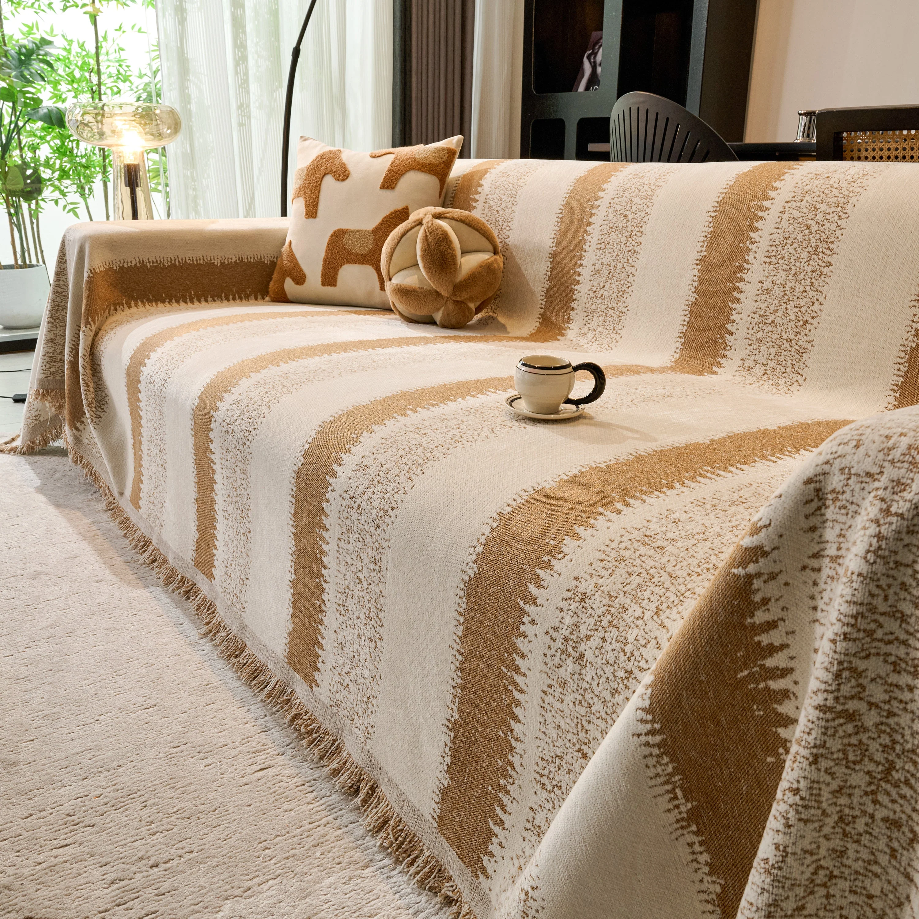 Chenille Reversible Rainbow Couch Cover Blanket for Sofas, Pet Friendly Couch Slipcovers with Tassel - Image 72