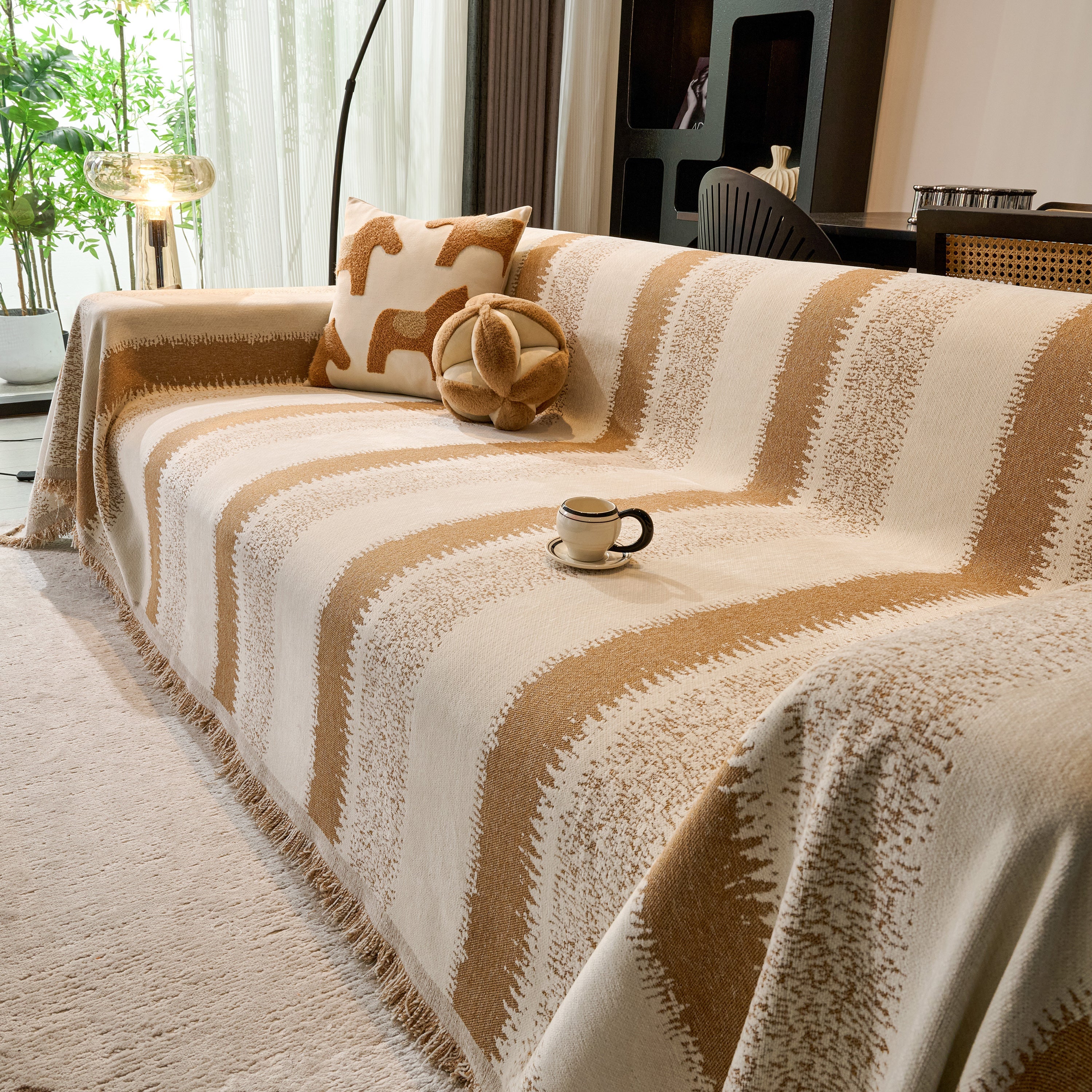 Chenille Reversible Rainbow Couch Cover Blanket for Sofas, Pet Friendly Couch Slipcovers with Tassel - Image 73