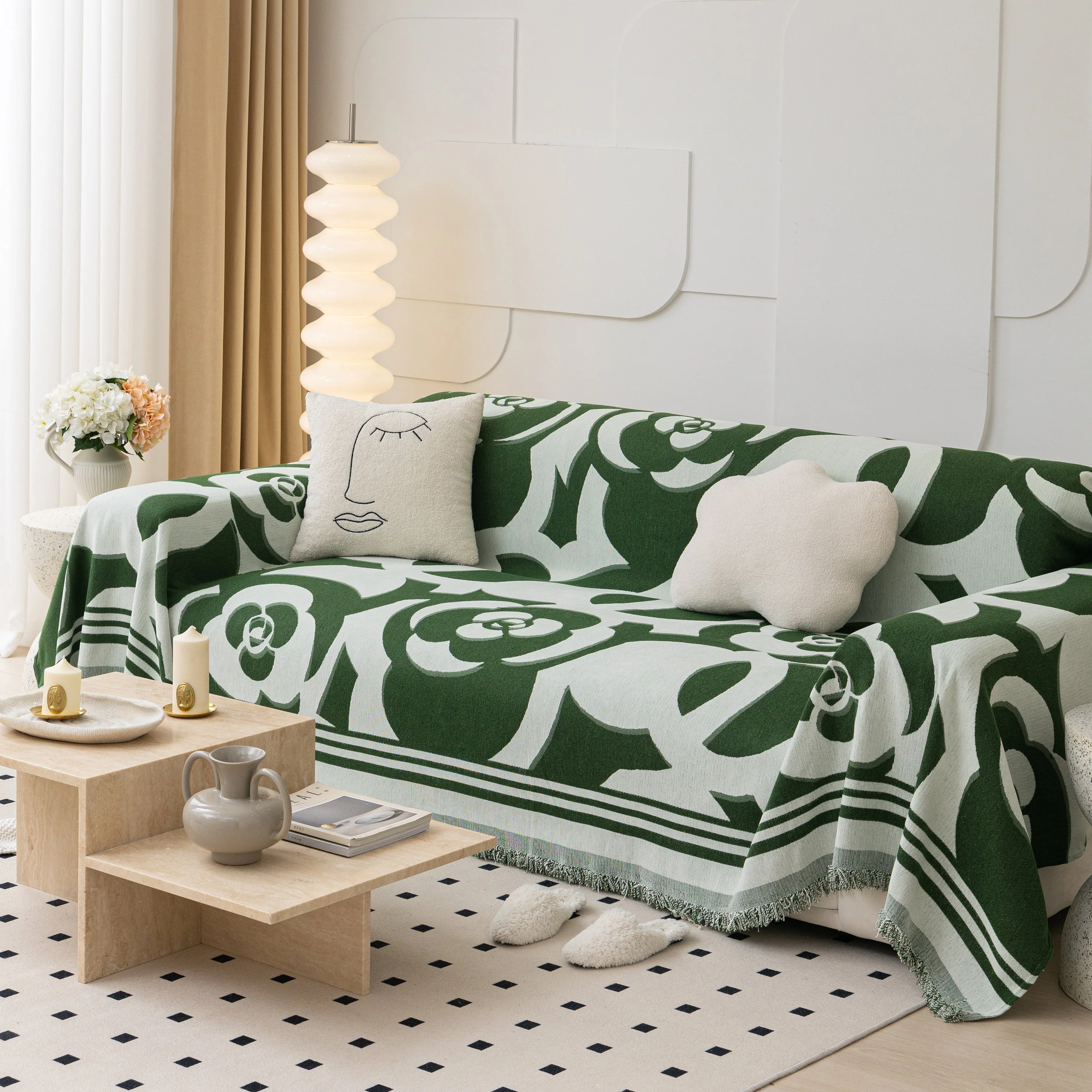 Chenille Sofa Cover Blanket, Couch Cover Blanket Throws for Couches Living Room Furniture Throw Covers - Image 107