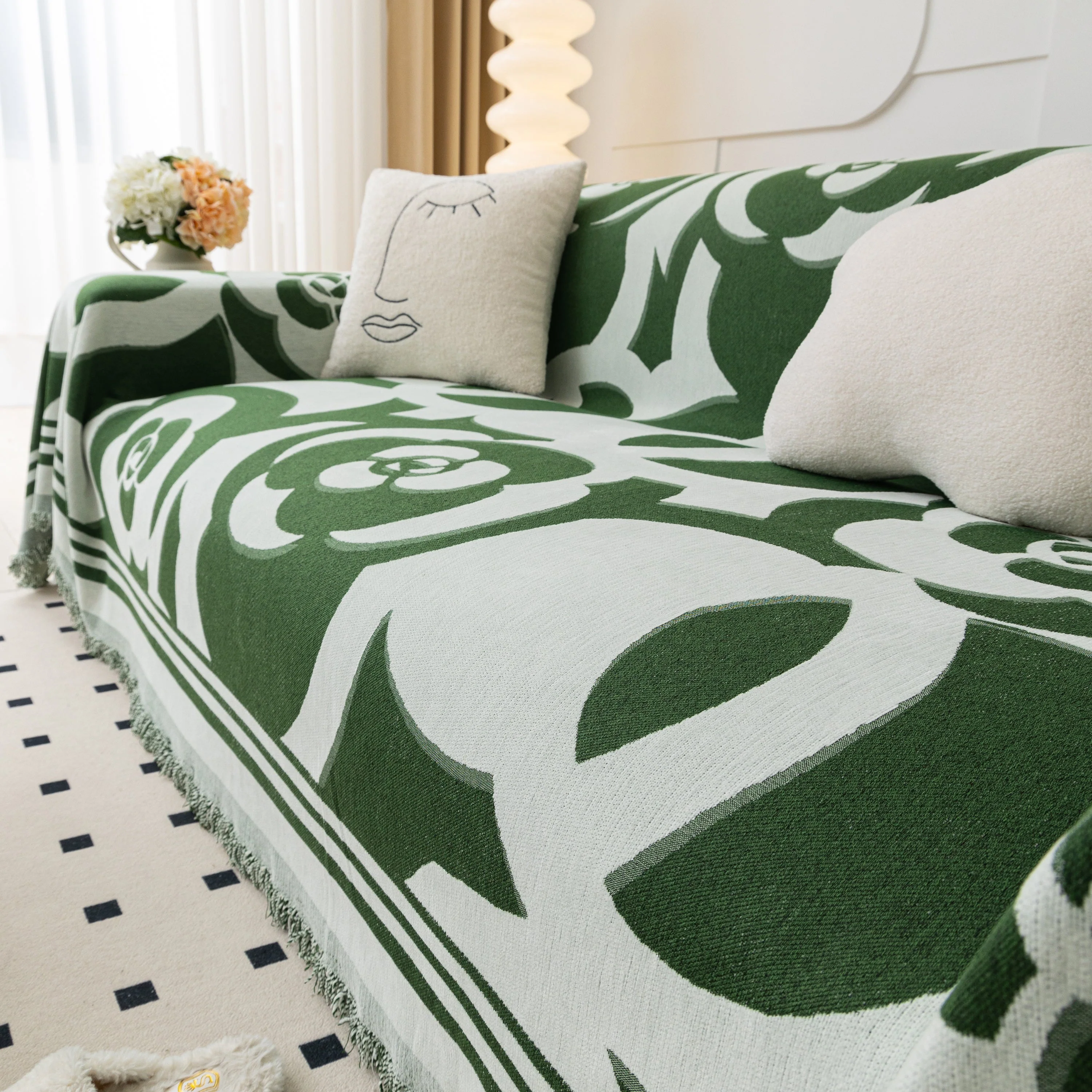Chenille Sofa Cover Blanket, Couch Cover Blanket Throws for Couches Living Room Furniture Throw Covers - Image 116