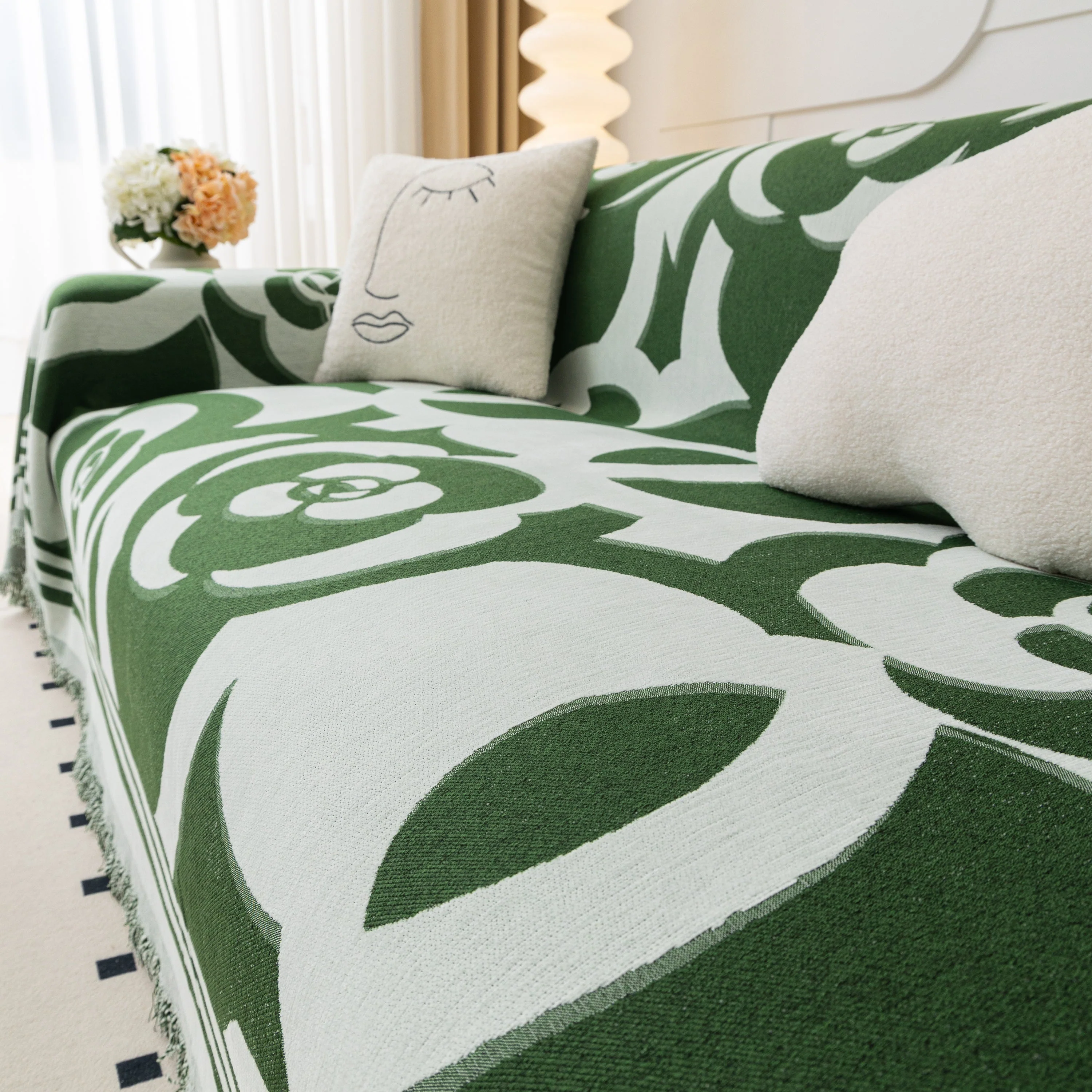 Chenille Sofa Cover Blanket, Couch Cover Blanket Throws for Couches Living Room Furniture Throw Covers - Image 117