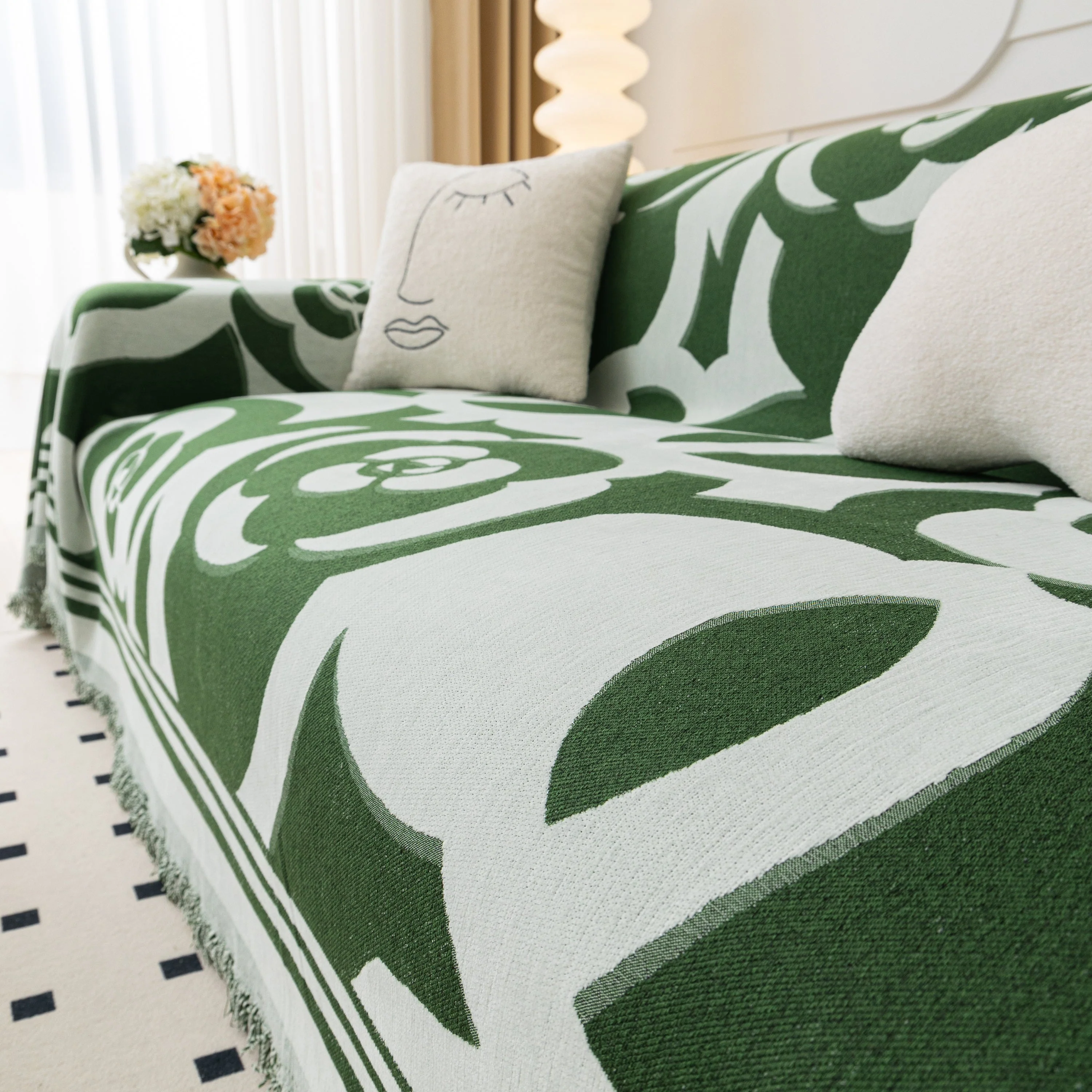 Chenille Sofa Cover Blanket, Couch Cover Blanket Throws for Couches Living Room Furniture Throw Covers - Image 118