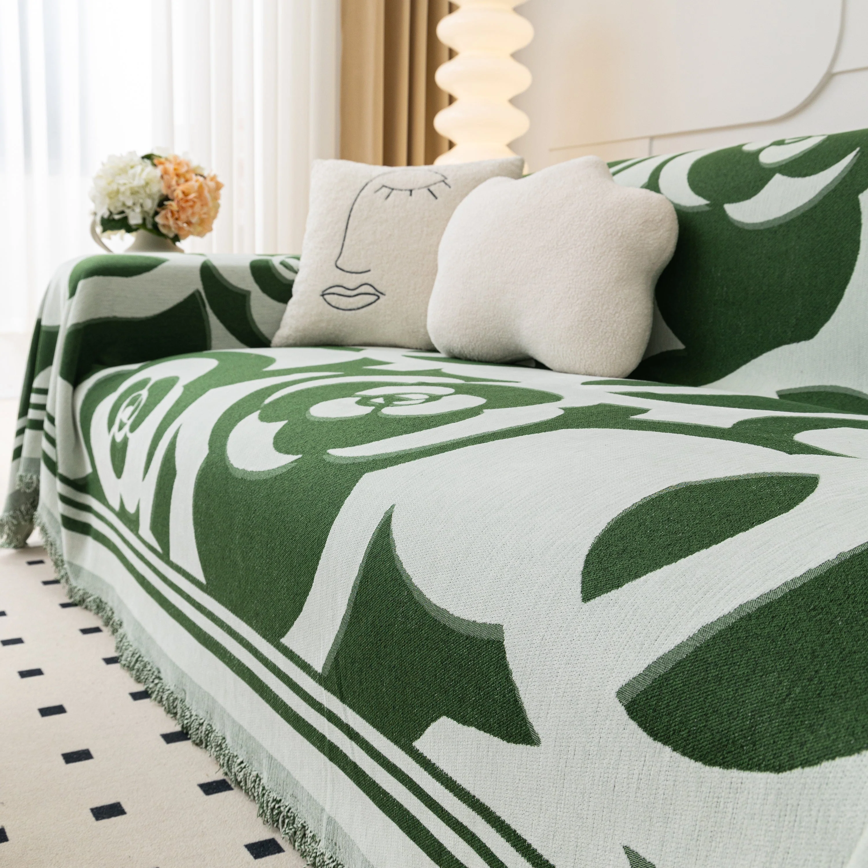 Chenille Sofa Cover Blanket, Couch Cover Blanket Throws for Couches Living Room Furniture Throw Covers - Image 119