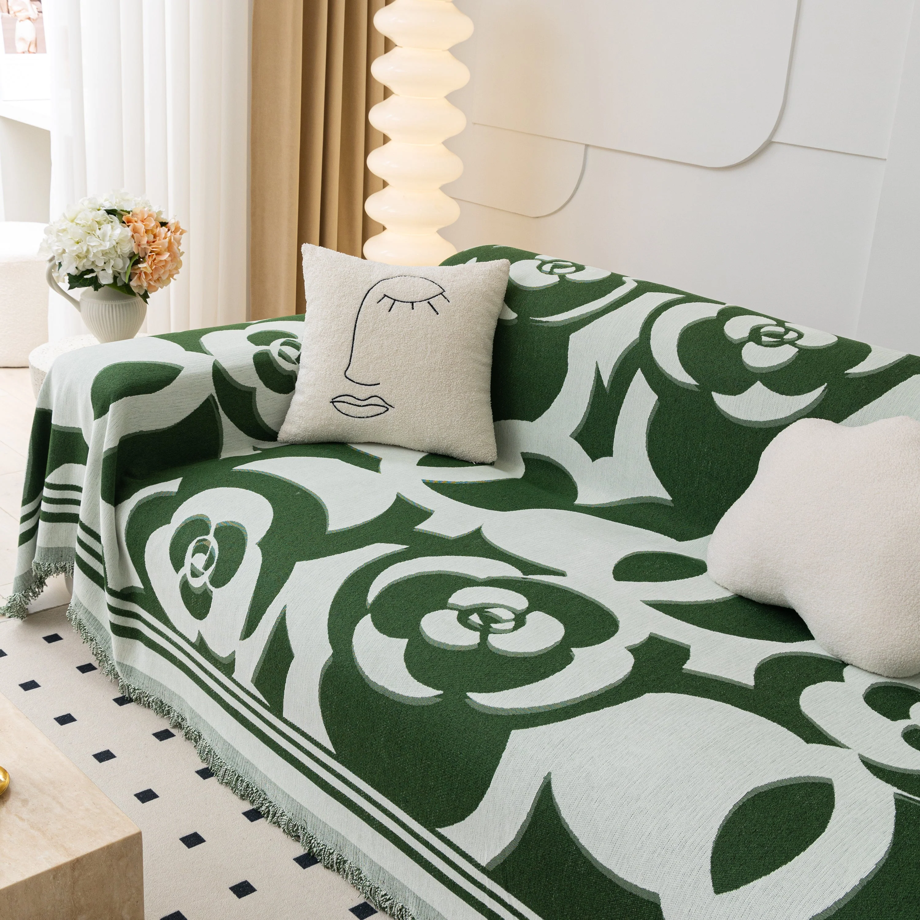 Chenille Sofa Cover Blanket, Couch Cover Blanket Throws for Couches Living Room Furniture Throw Covers - Image 120