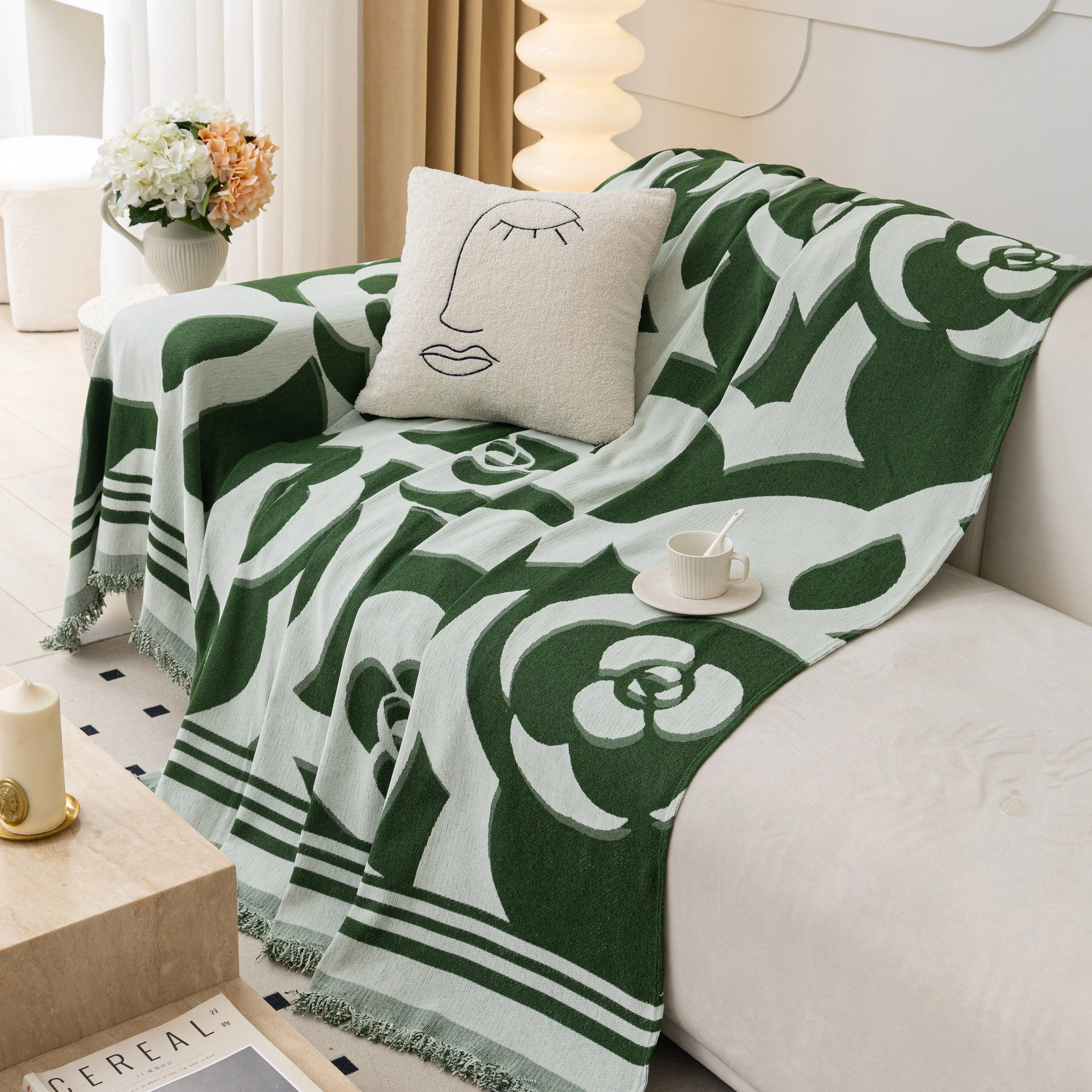 Chenille Sofa Cover Blanket, Couch Cover Blanket Throws for Couches Living Room Furniture Throw Covers - Image 124