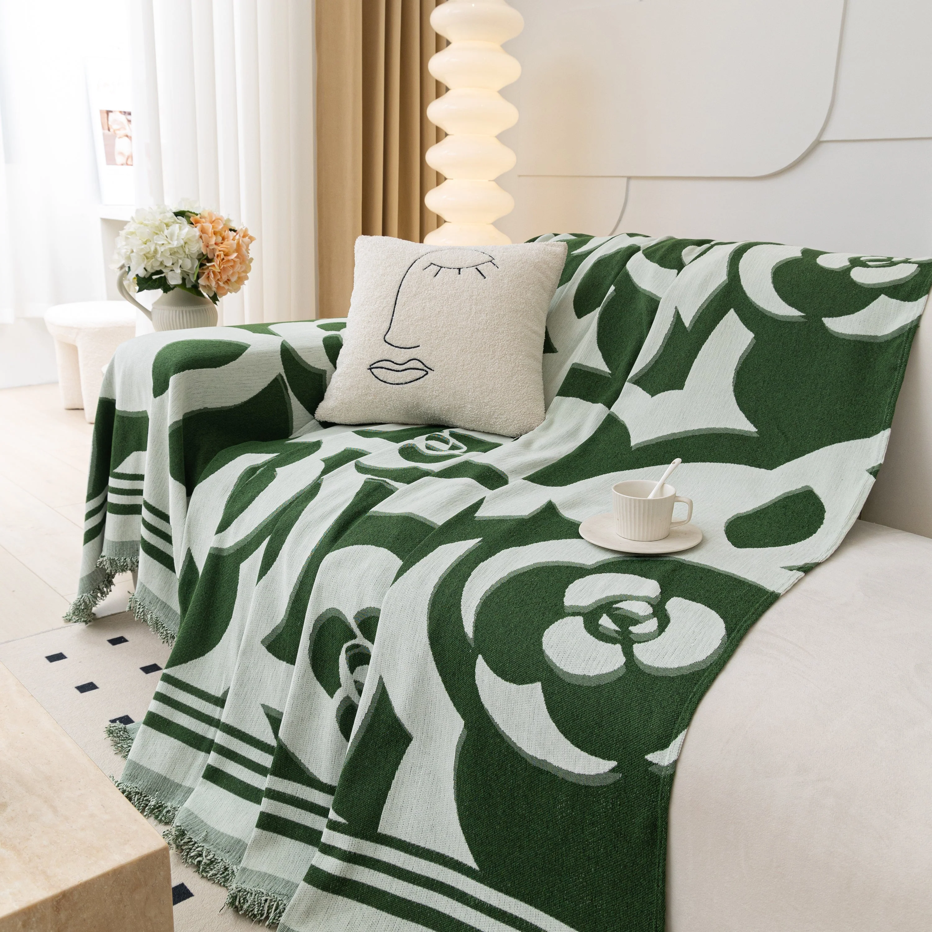 Chenille Sofa Cover Blanket, Couch Cover Blanket Throws for Couches Living Room Furniture Throw Covers - Image 125