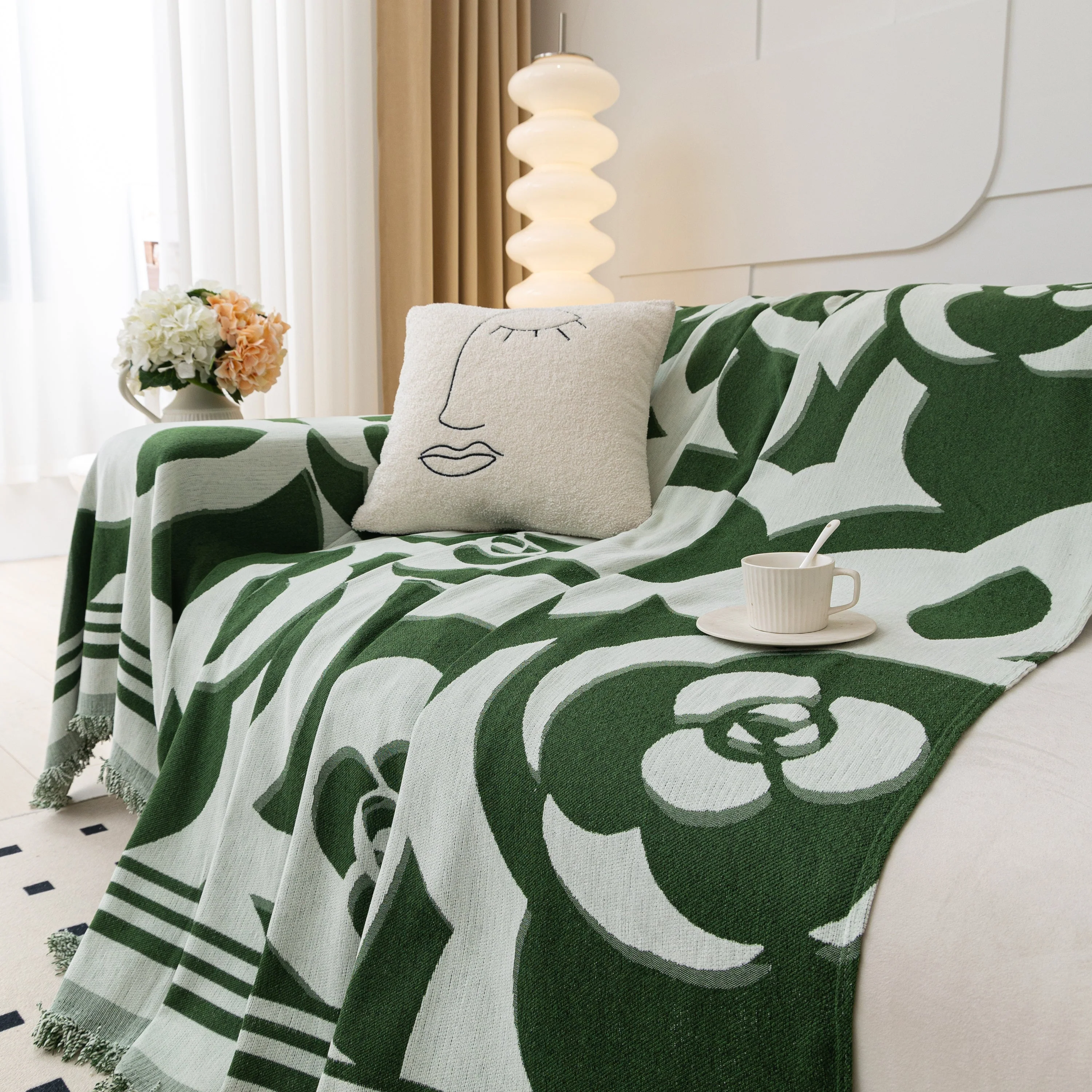 Chenille Sofa Cover Blanket, Couch Cover Blanket Throws for Couches Living Room Furniture Throw Covers - Image 126