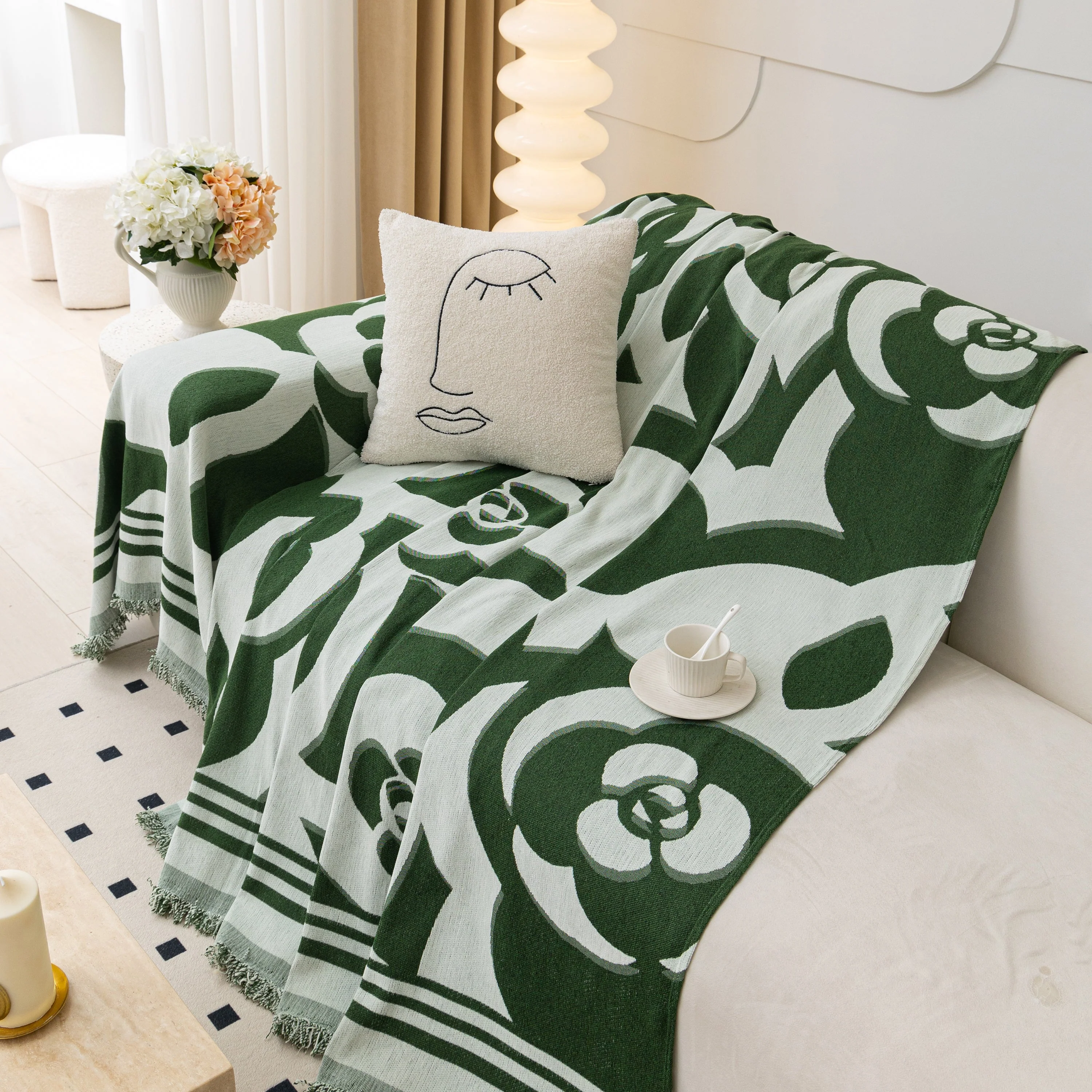 Chenille Sofa Cover Blanket, Couch Cover Blanket Throws for Couches Living Room Furniture Throw Covers - Image 128